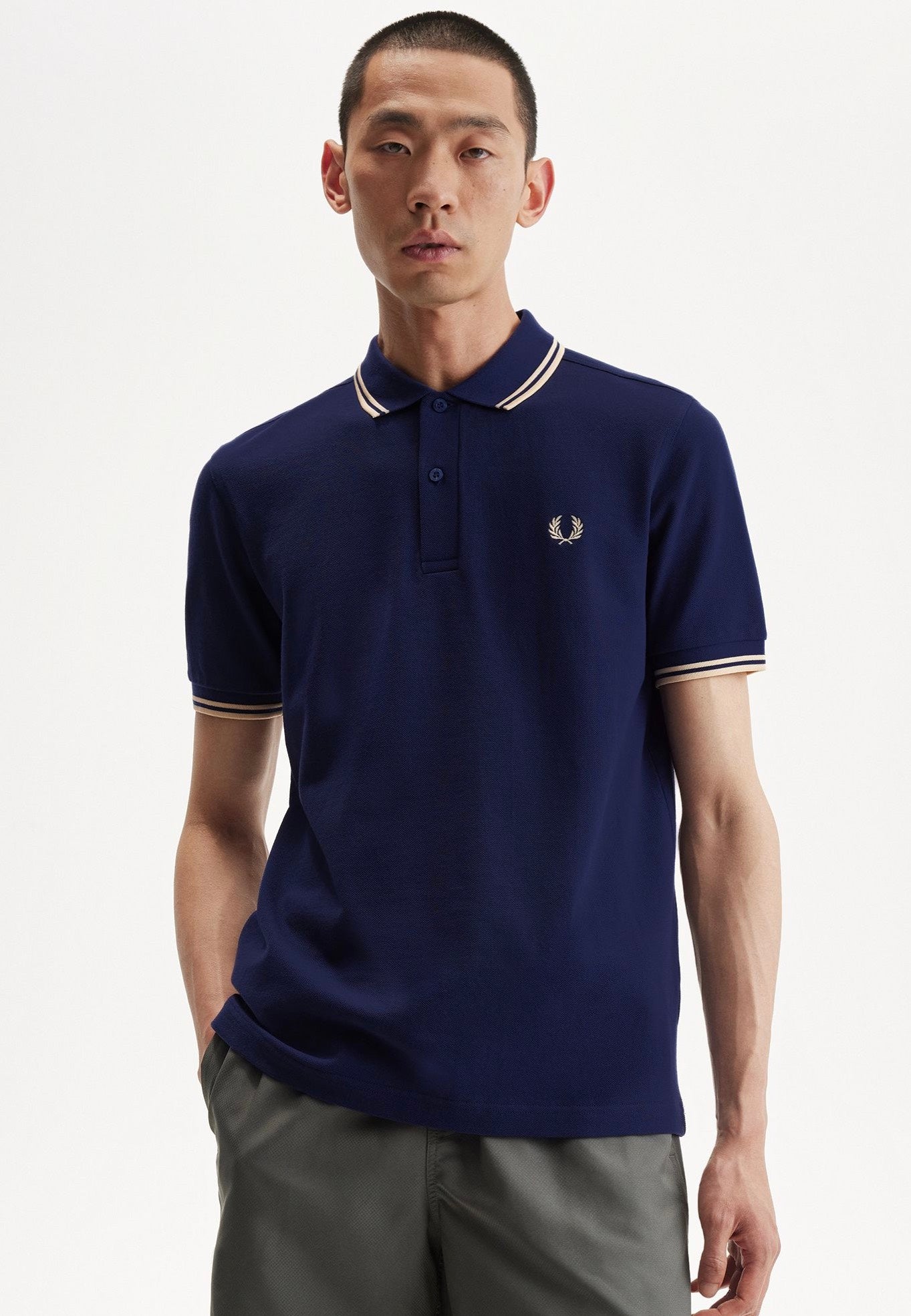 Fred Perry - Twin Tipped French Navy/Ice Cream - Polo | Men-Image