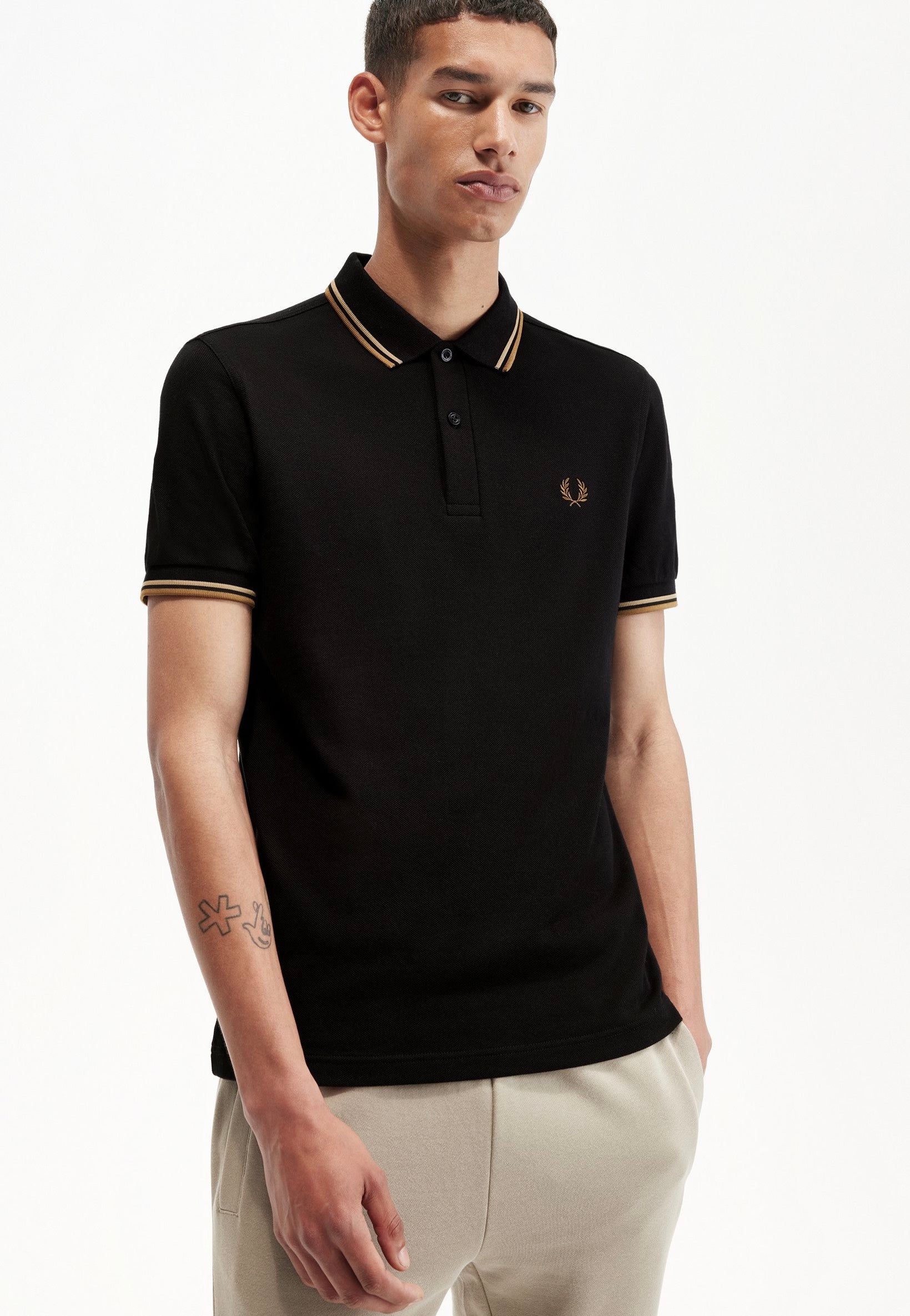 Fred Perry - Twin Tipped Black/Warm Stone/Shaded Stone - Polo | Men-Image