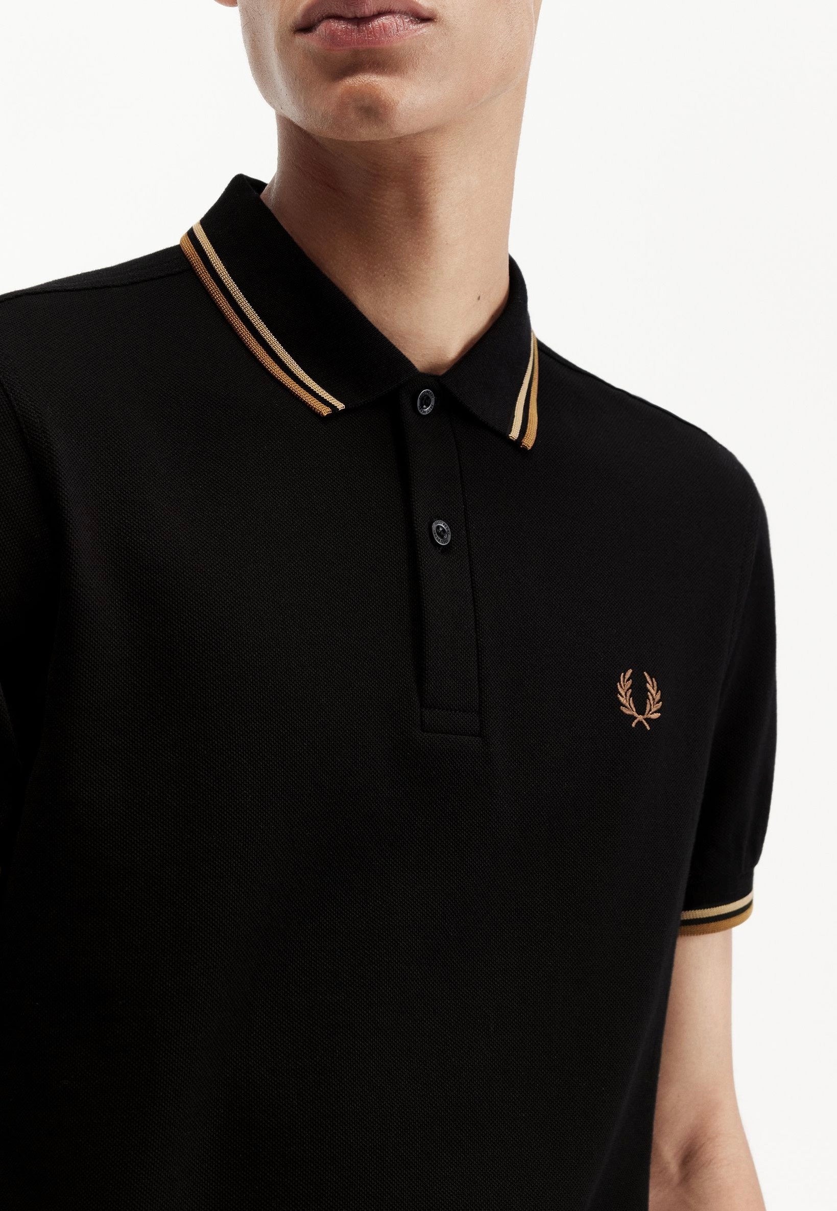 Fred Perry - Twin Tipped Black/Warm Stone/Shaded Stone - Polo | Men-Image