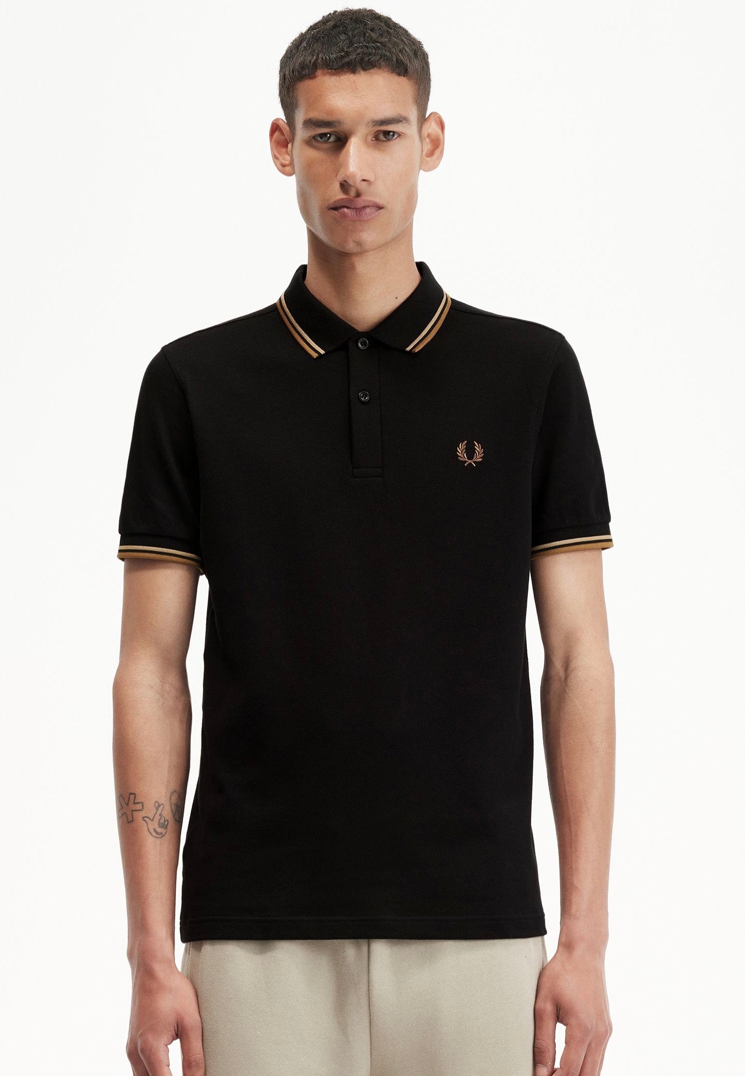 Fred Perry - Twin Tipped Black/Warm Stone/Shaded Stone - Polo | Men-Image