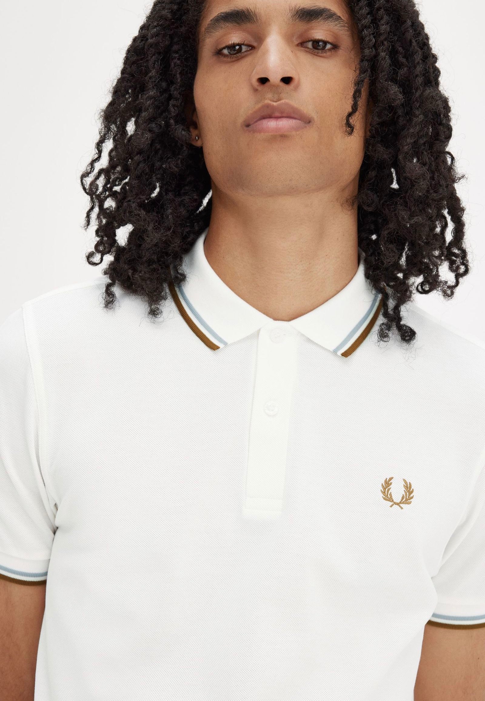 Fred Perry - Twin Tipped Snow White/Silver Blue/Dark Caramel - Polo | Men-Image