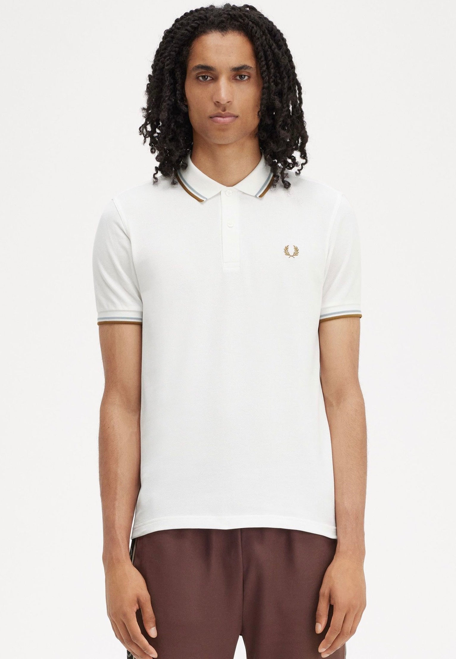 Fred Perry - Twin Tipped Snow White/Silver Blue/Dark Caramel - Polo | Men-Image