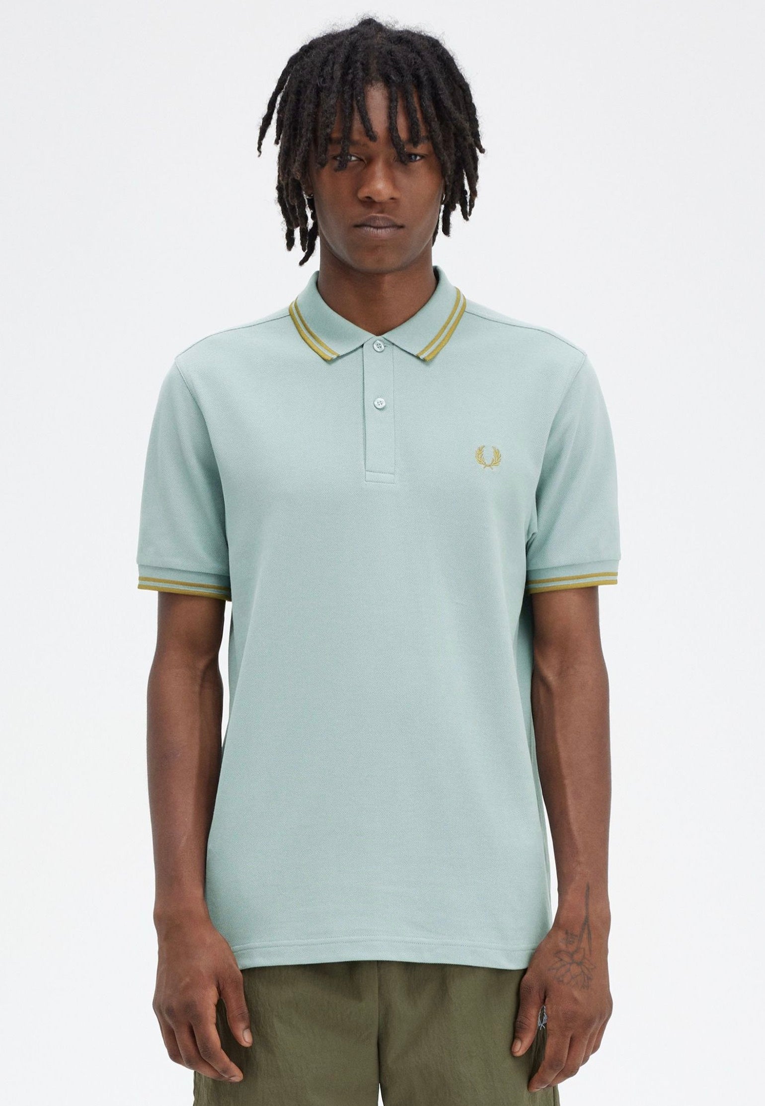 Fred Perry - Twin Tipped Silver Blue/Dark Caramel - Polo | Men-Image