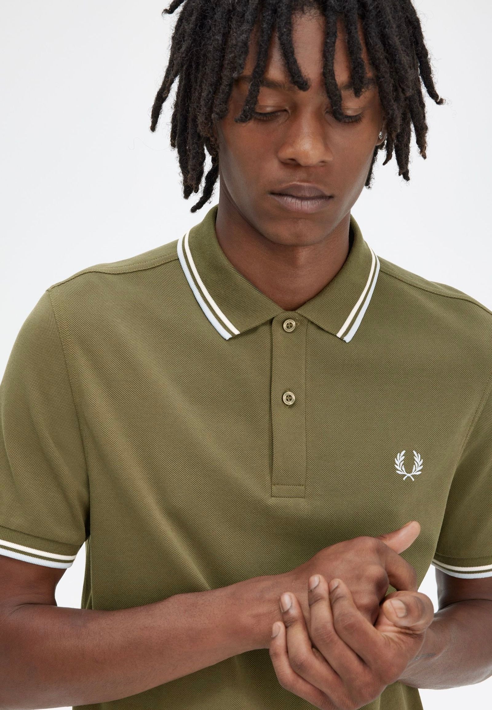 Fred Perry - Twin Tipped Uniform Green/Snow White/Light Ice - Polo | Men-Image