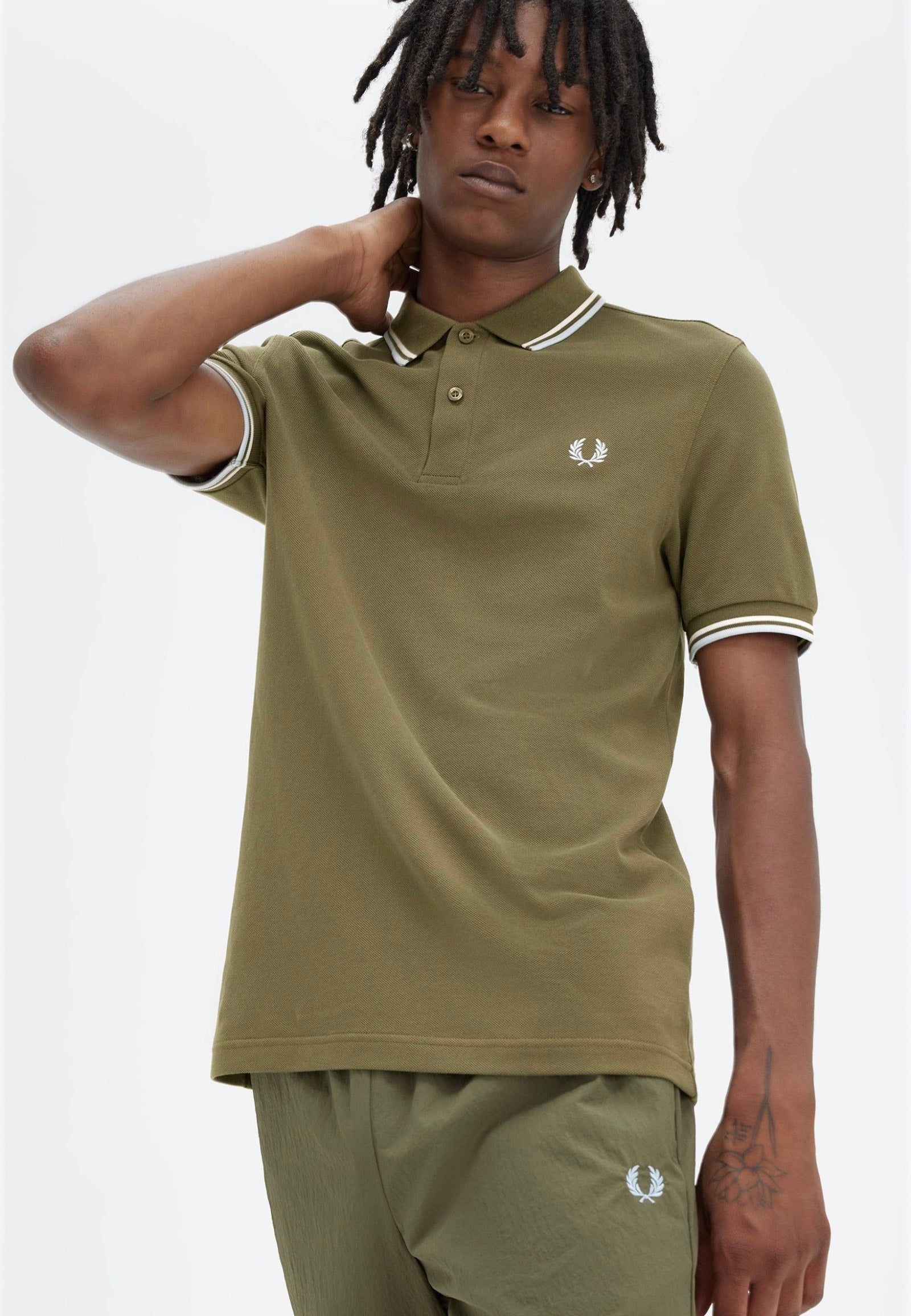 Fred Perry - Twin Tipped Uniform Green/Snow White/Light Ice - Polo | Men-Image