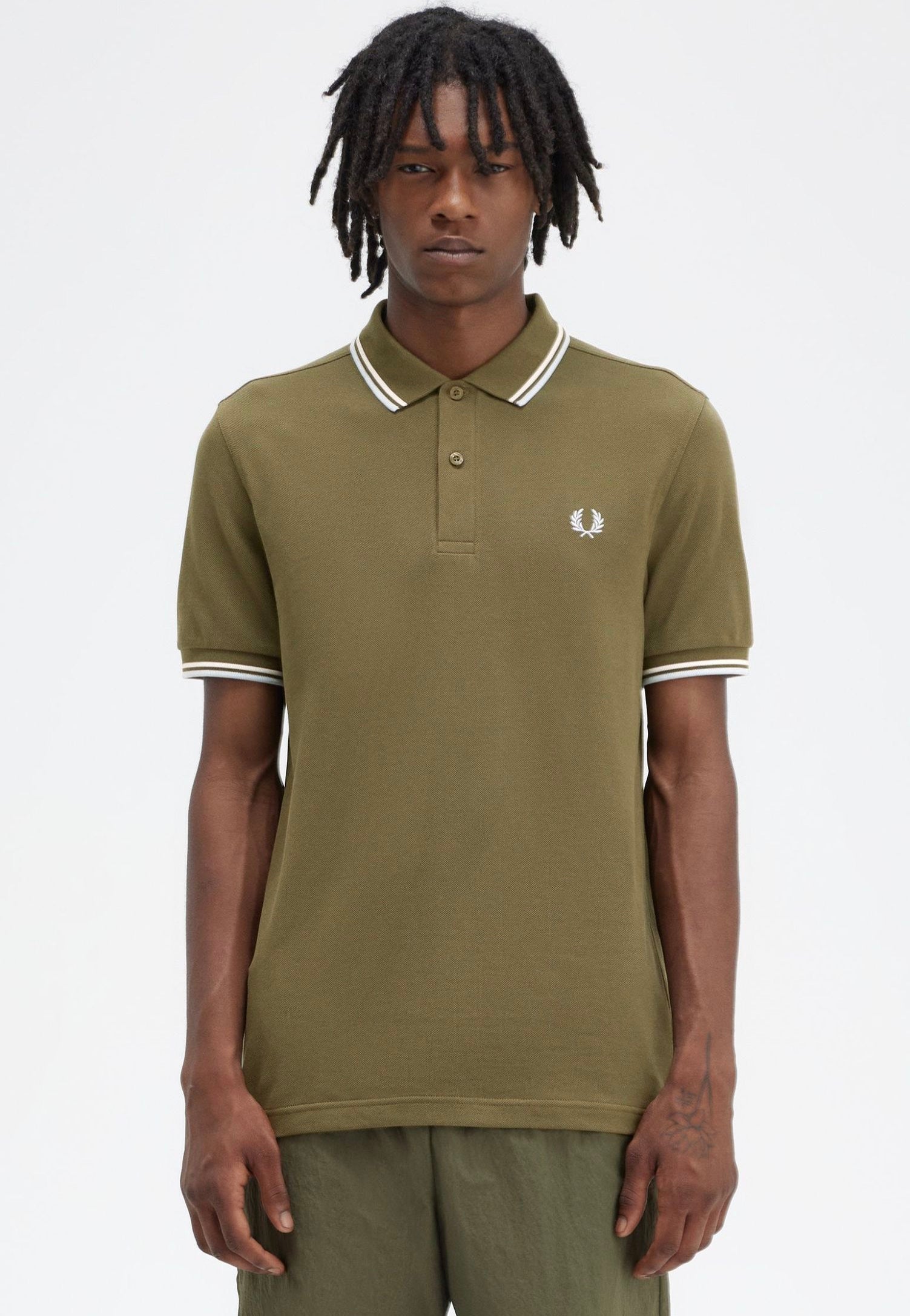 Fred Perry - Twin Tipped Uniform Green/Snow White/Light Ice - Polo | Men-Image