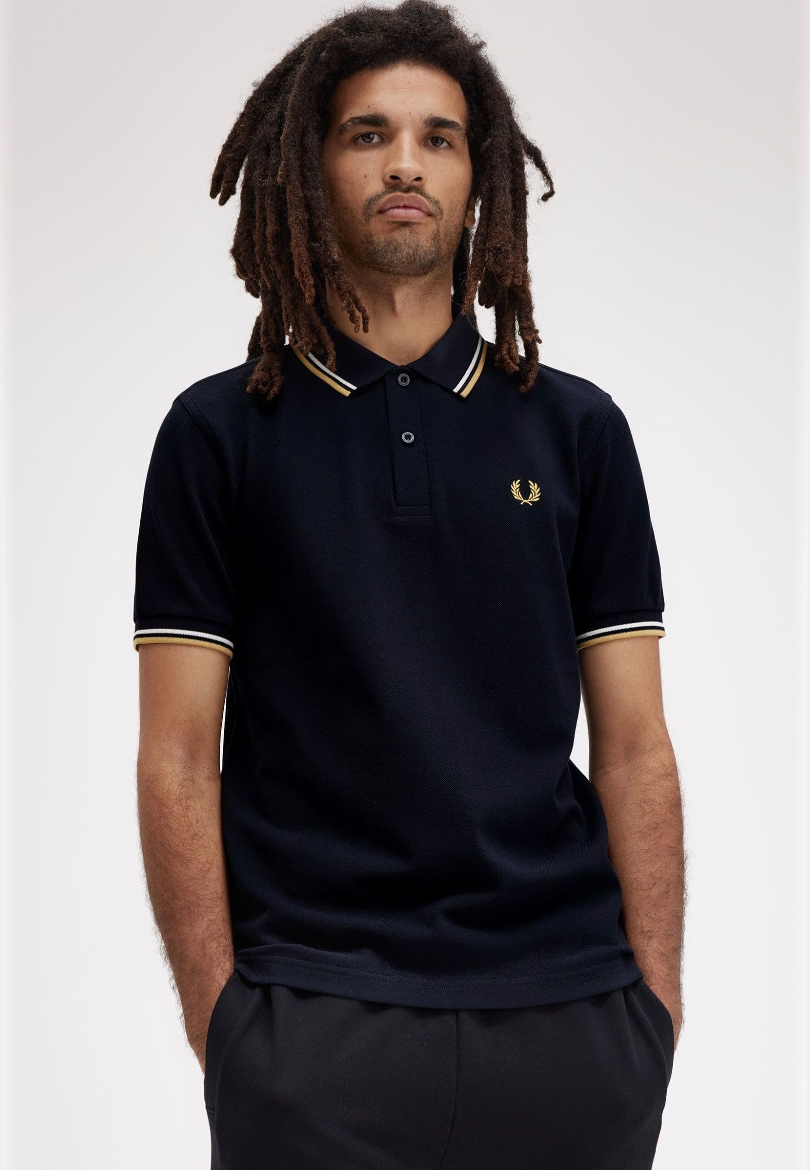 Fred Perry - Twin Tipped Navy/Ecru/Honeycomb - Polo | Men-Image