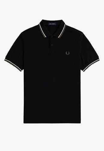 Fred Perry - Twin Tipped Black/Ecru/Laurel Wreath Green - Polo | Men-Image