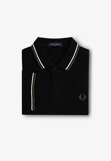 Fred Perry - Twin Tipped Black/Ecru/Laurel Wreath Green - Polo | Men-Image