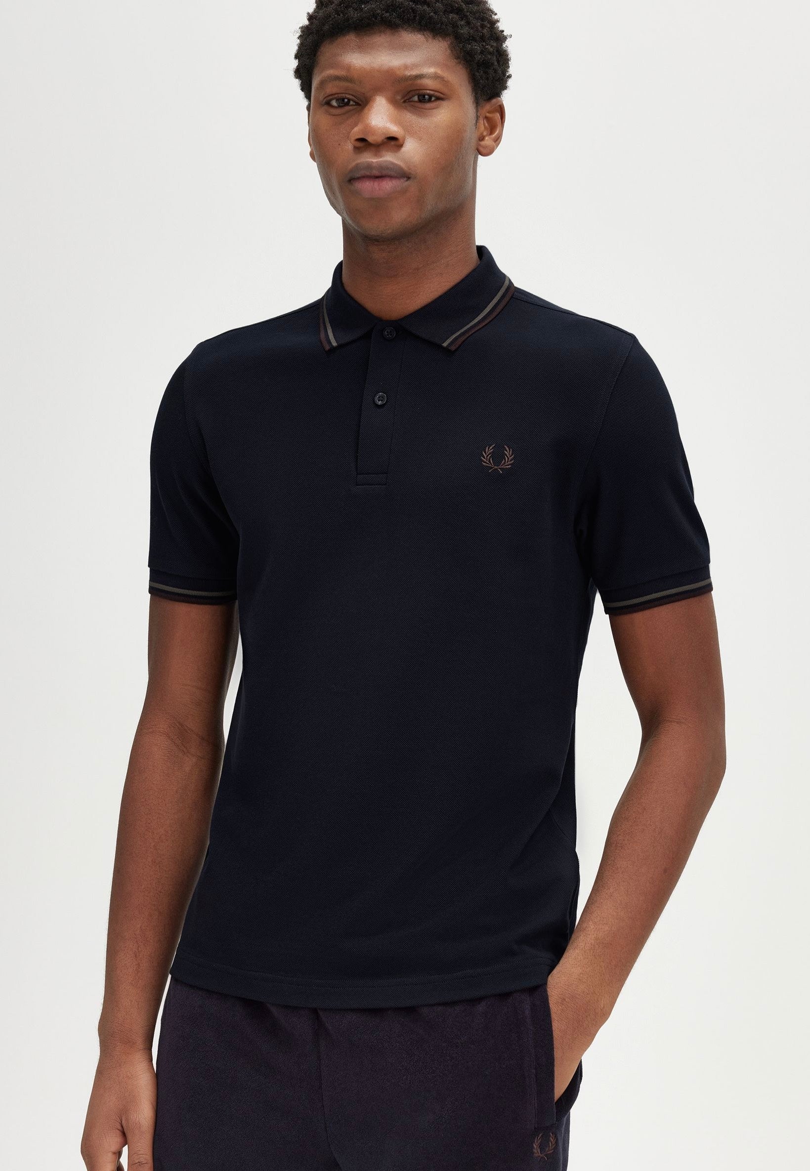 Fred Perry - Twin Tipped Navy/Laurel Wreath Green/Carrington Road Brick - Polo | Men-Image