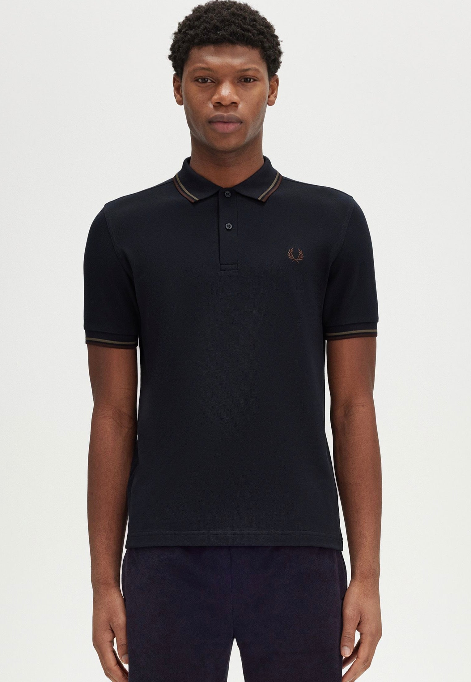 Fred Perry - Twin Tipped Navy/Laurel Wreath Green/Carrington Road Brick - Polo | Men-Image