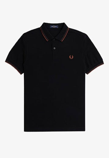 Fred Perry - Twin Tipped Black/Carrington Road Brick/Whisky Brown - Polo | Men-Image