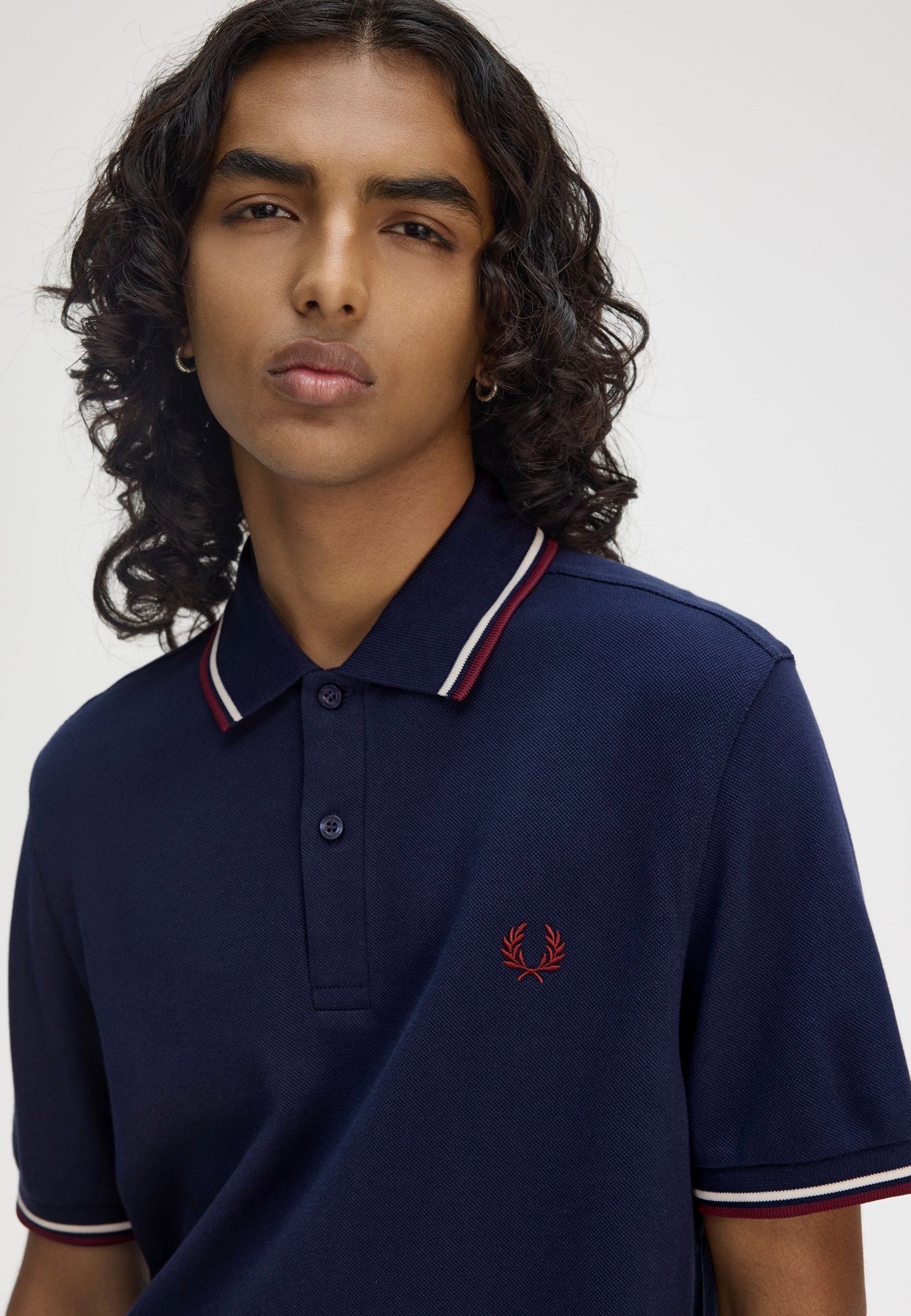 Fred Perry - Twin Tipped Tennis Blue/Ecru/Oxblood - Polo | Men-Image