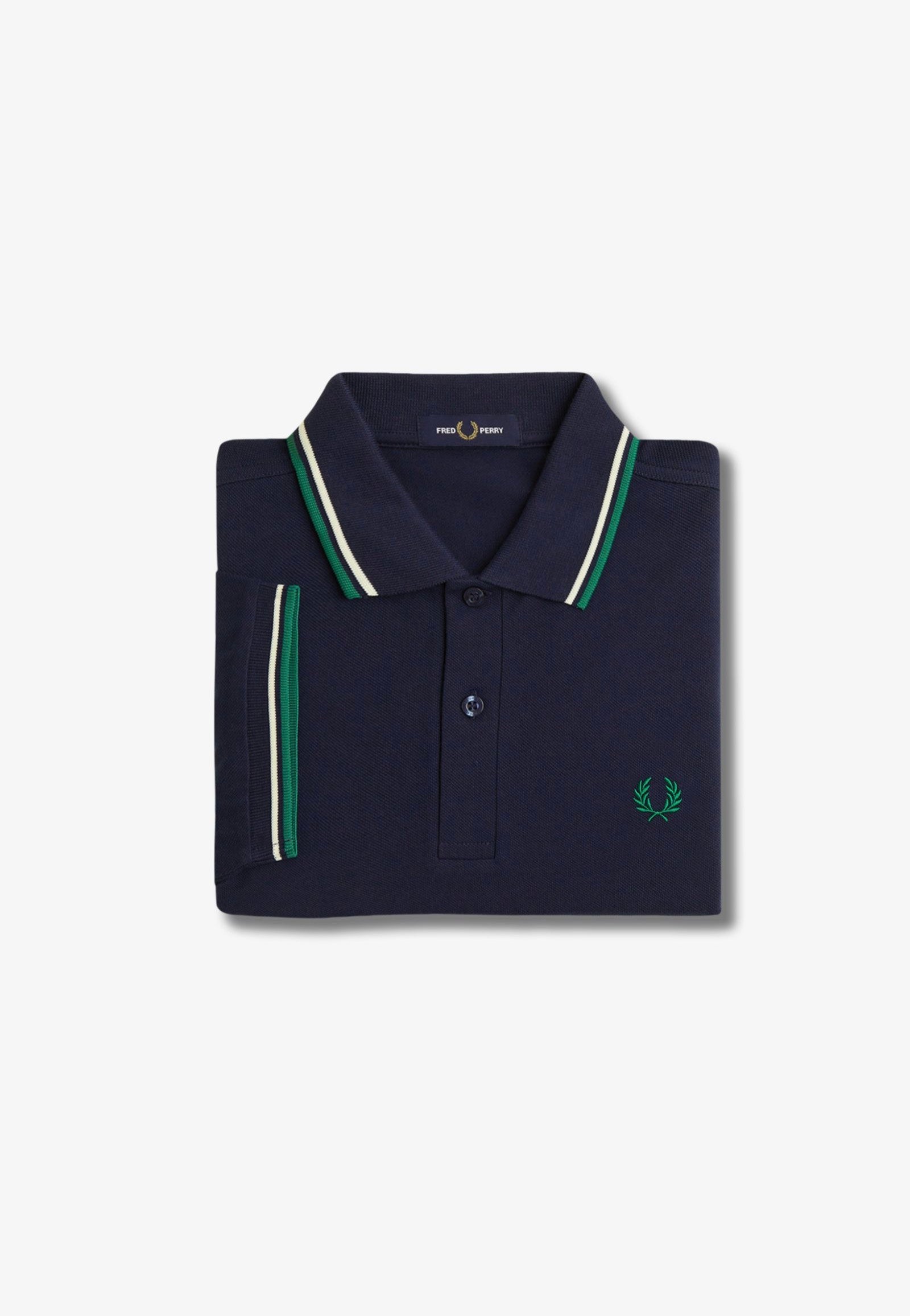 Fred Perry - Twin Tipped Dark Carbon/Light Ecru/Label Green - Polo | Men-Image