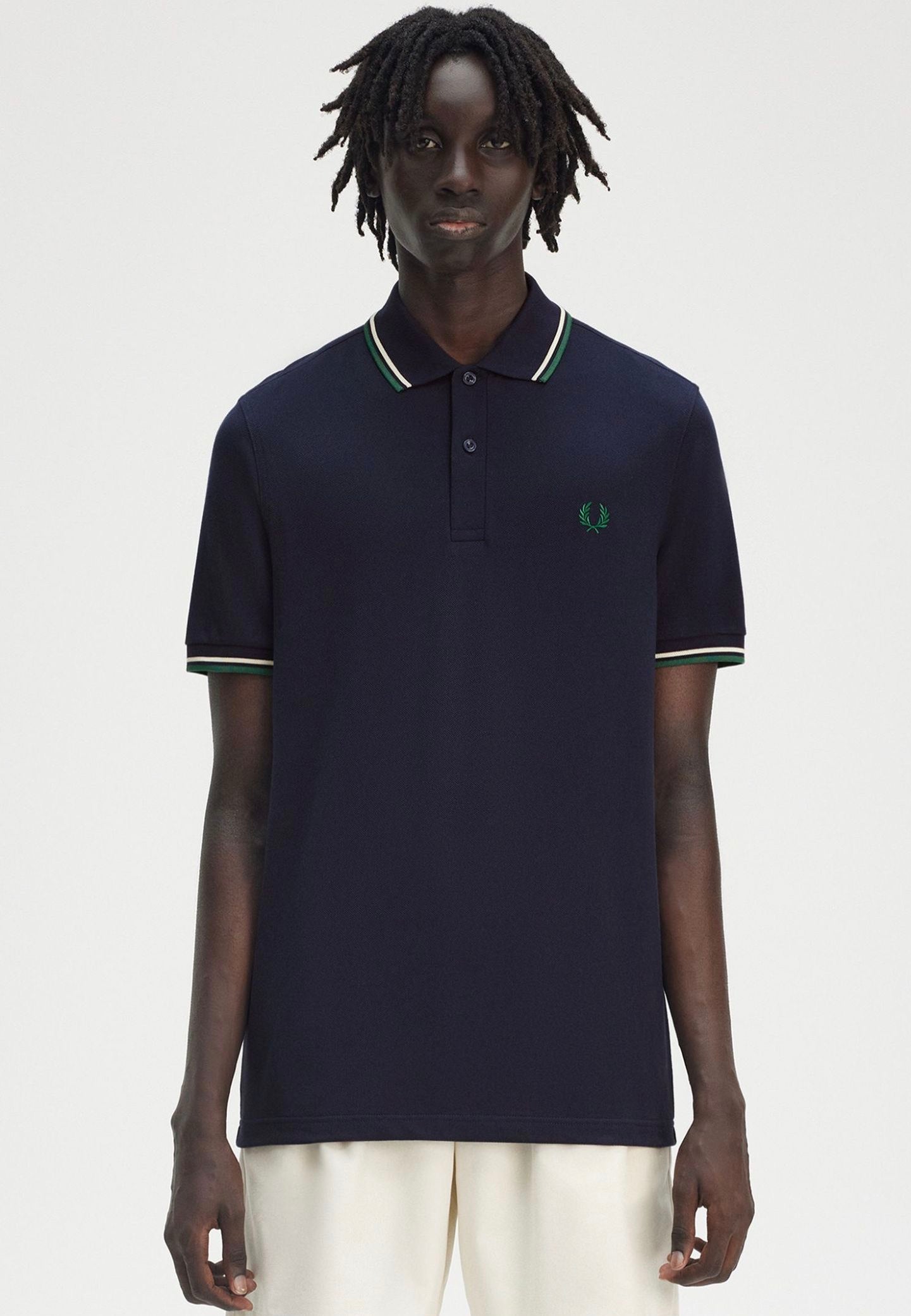 Fred Perry - Twin Tipped Dark Carbon/Light Ecru/Label Green - Polo | Men-Image