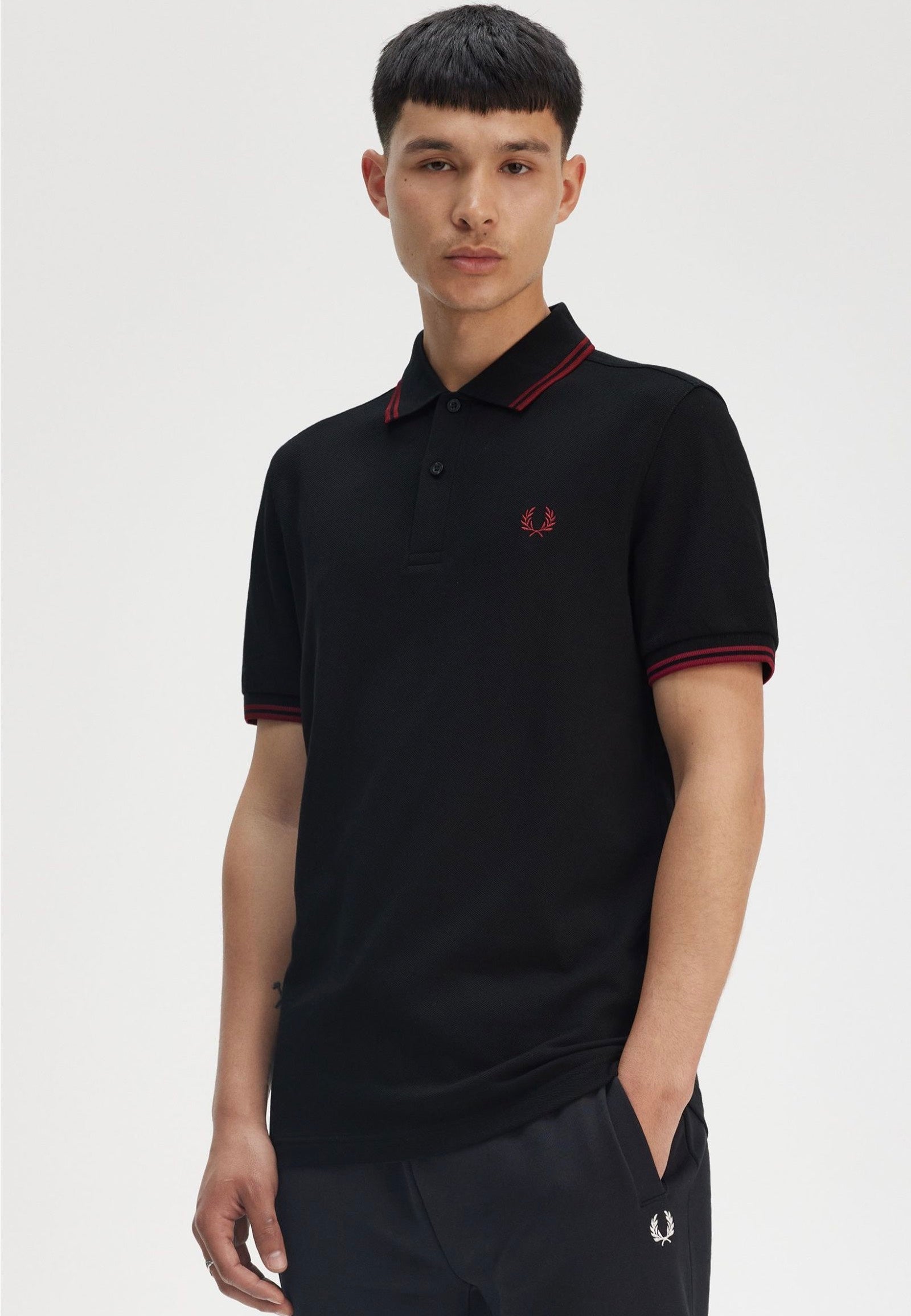 Fred Perry - Twin Tipped Black/Burnt Red - Polo | Men-Image