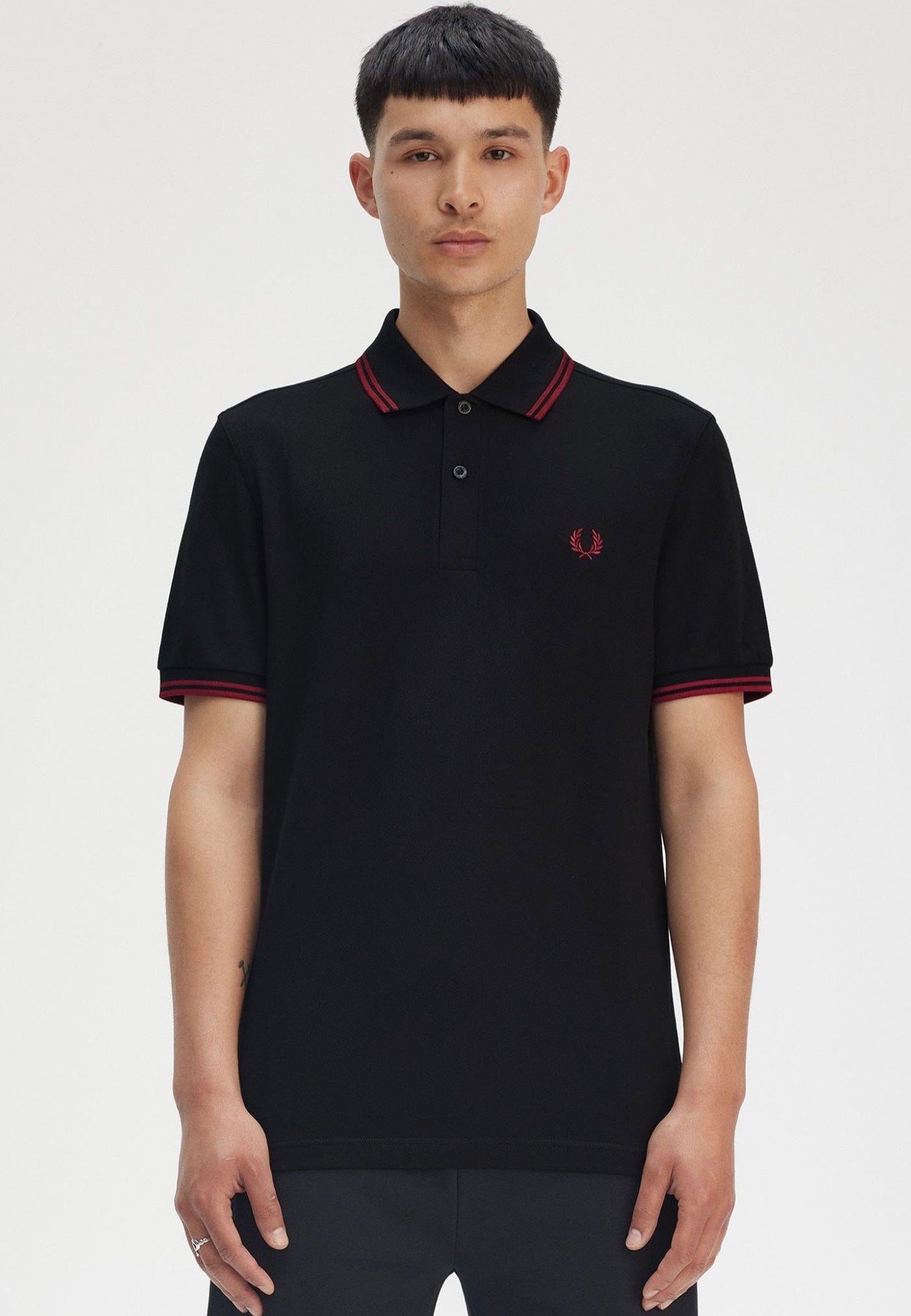 Fred Perry - Twin Tipped Black/Burnt Red - Polo | Men-Image