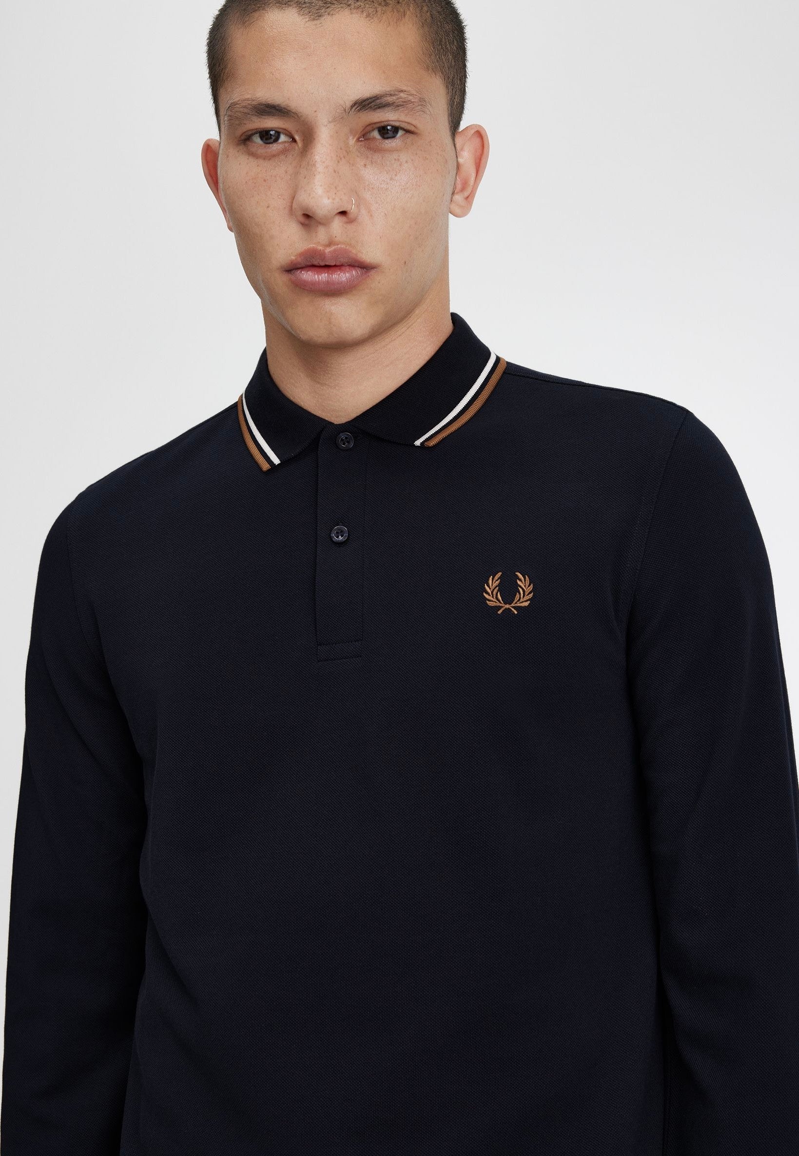 Fred Perry - Twin Tipped Navy/Snowh/Shsto - Longsleeve | Men-Image