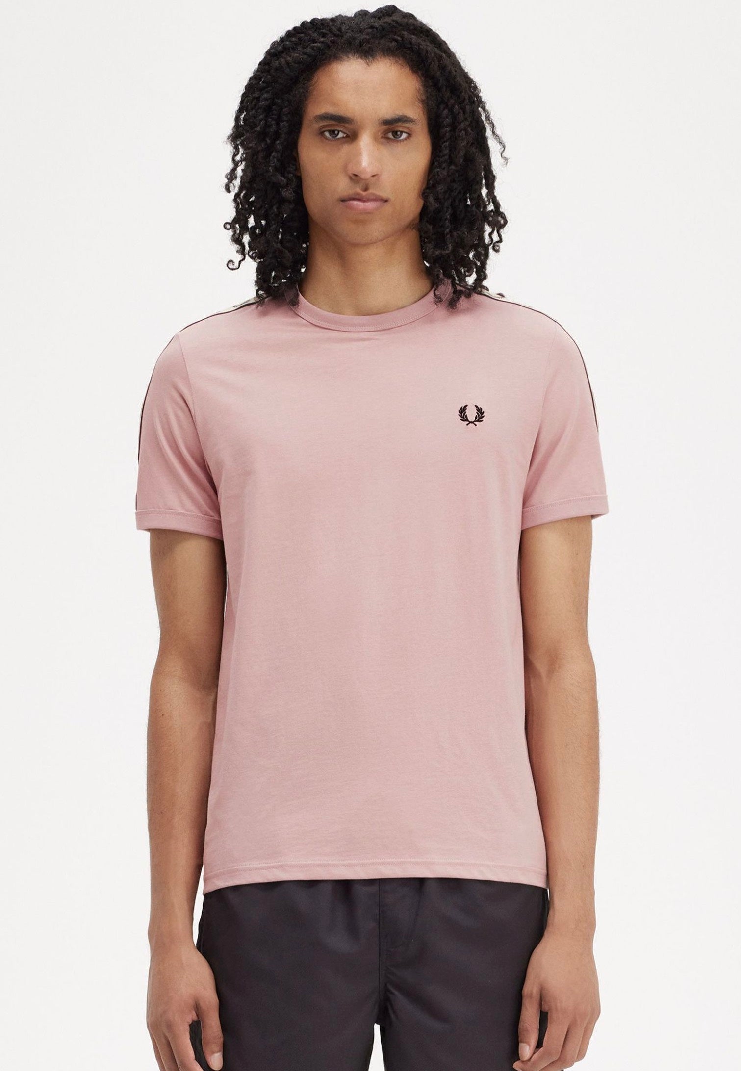 Fred Perry - Contrast Tape Ringer Dusty Rose Pink/Black - T-Shirt | Men-Image