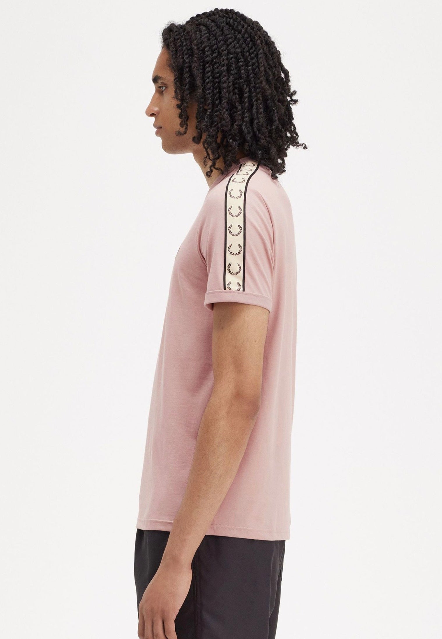 Fred Perry - Contrast Tape Ringer Dusty Rose Pink/Black - T-Shirt | Men-Image