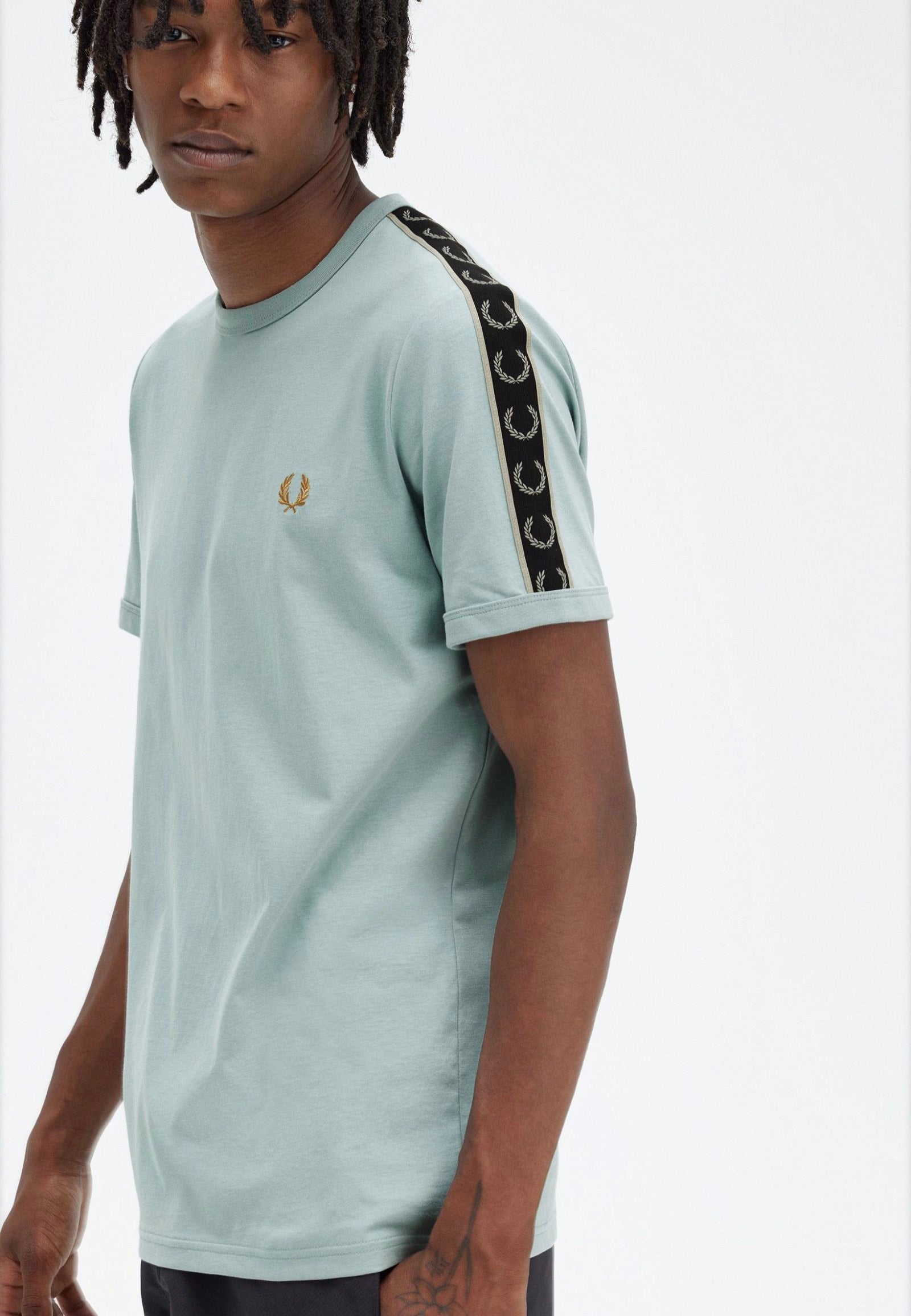 Fred Perry - Contrast Tape Ringer Silver Blue/Warm Grey - T-Shirt | Men-Image