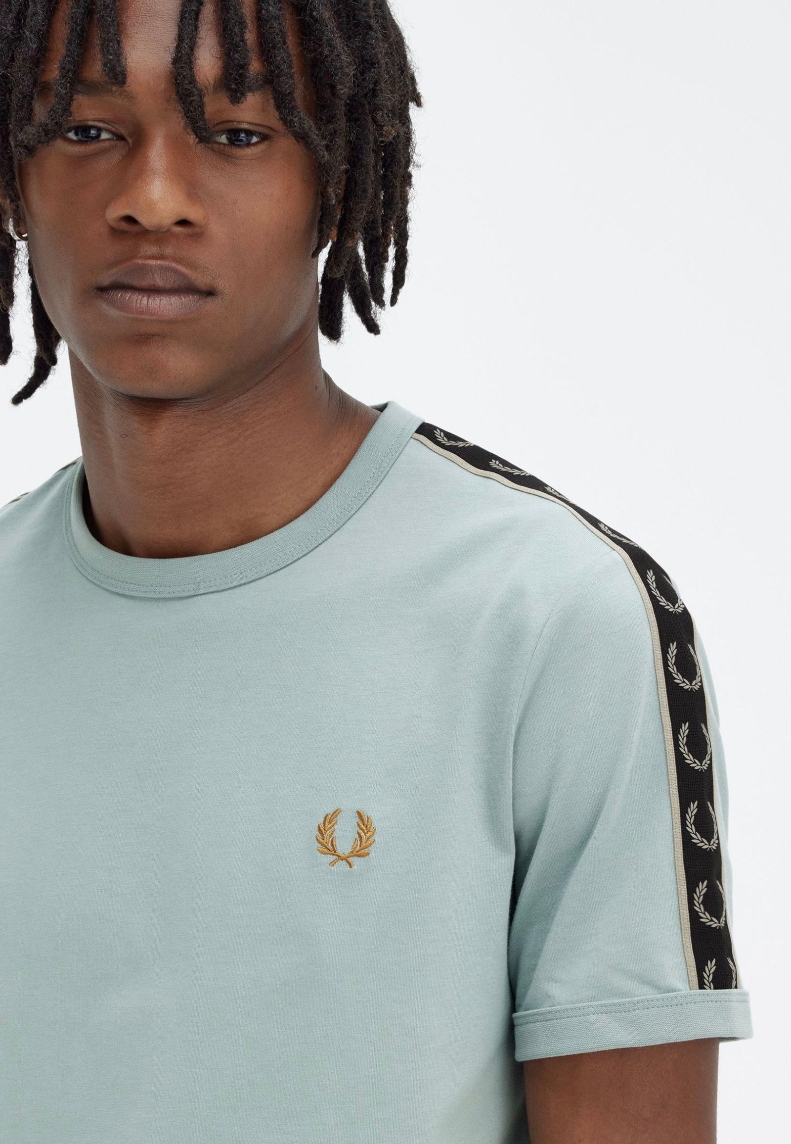 Fred Perry - Contrast Tape Ringer Silver Blue/Warm Grey - T-Shirt | Men-Image