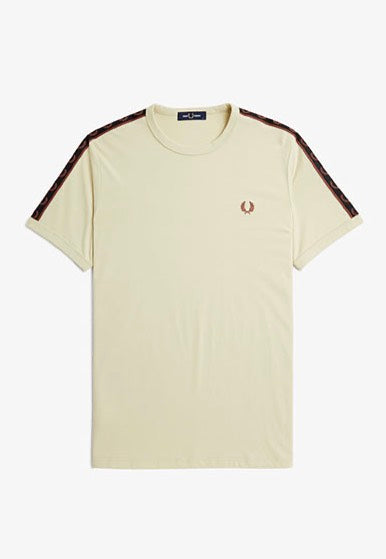 Fred Perry - Contrast Tape Ringer Oatmeal/Whisky Brown - T-Shirt | Men-Image