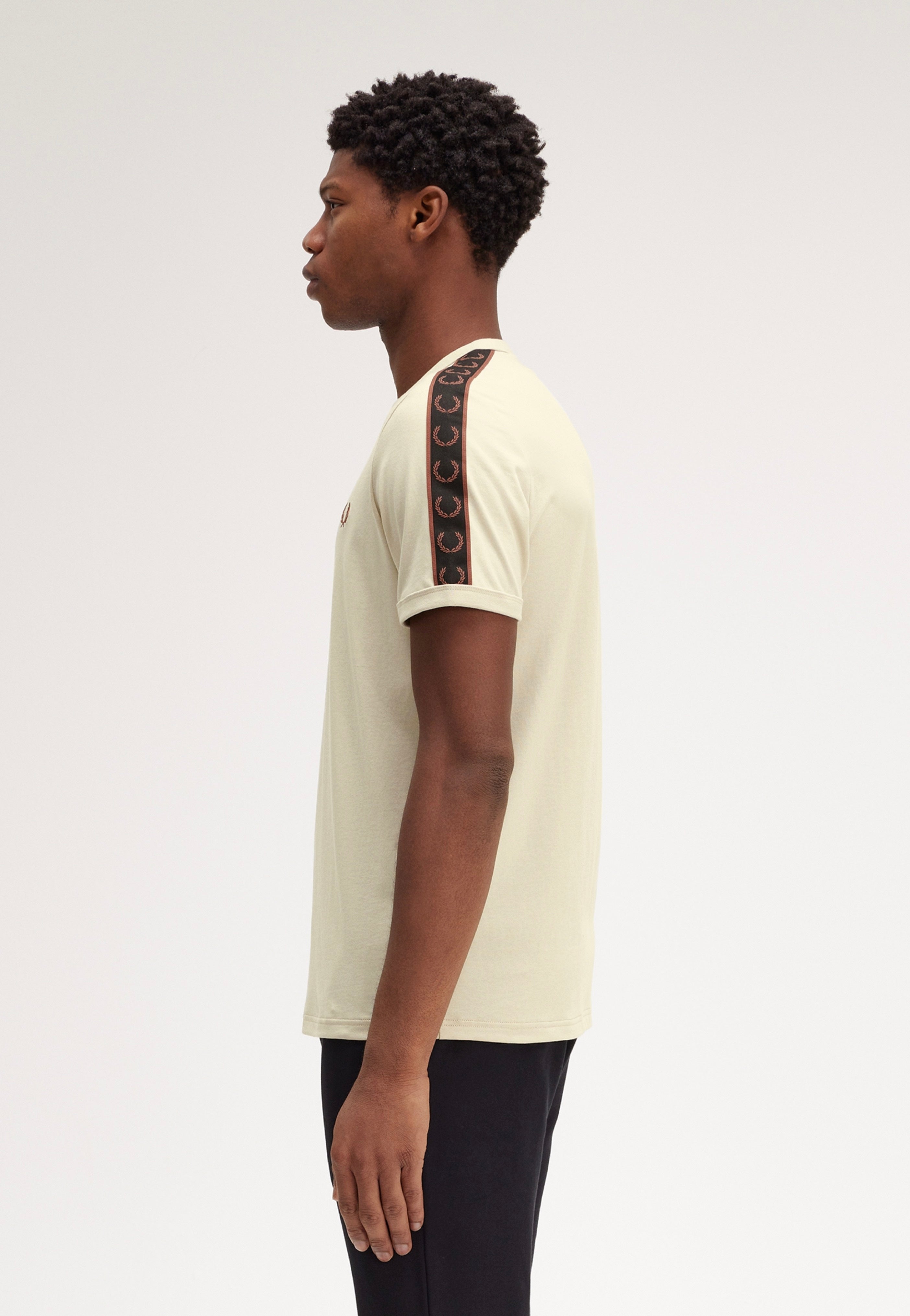 Fred Perry - Contrast Tape Ringer Oatmeal/Whisky Brown - T-Shirt | Men-Image