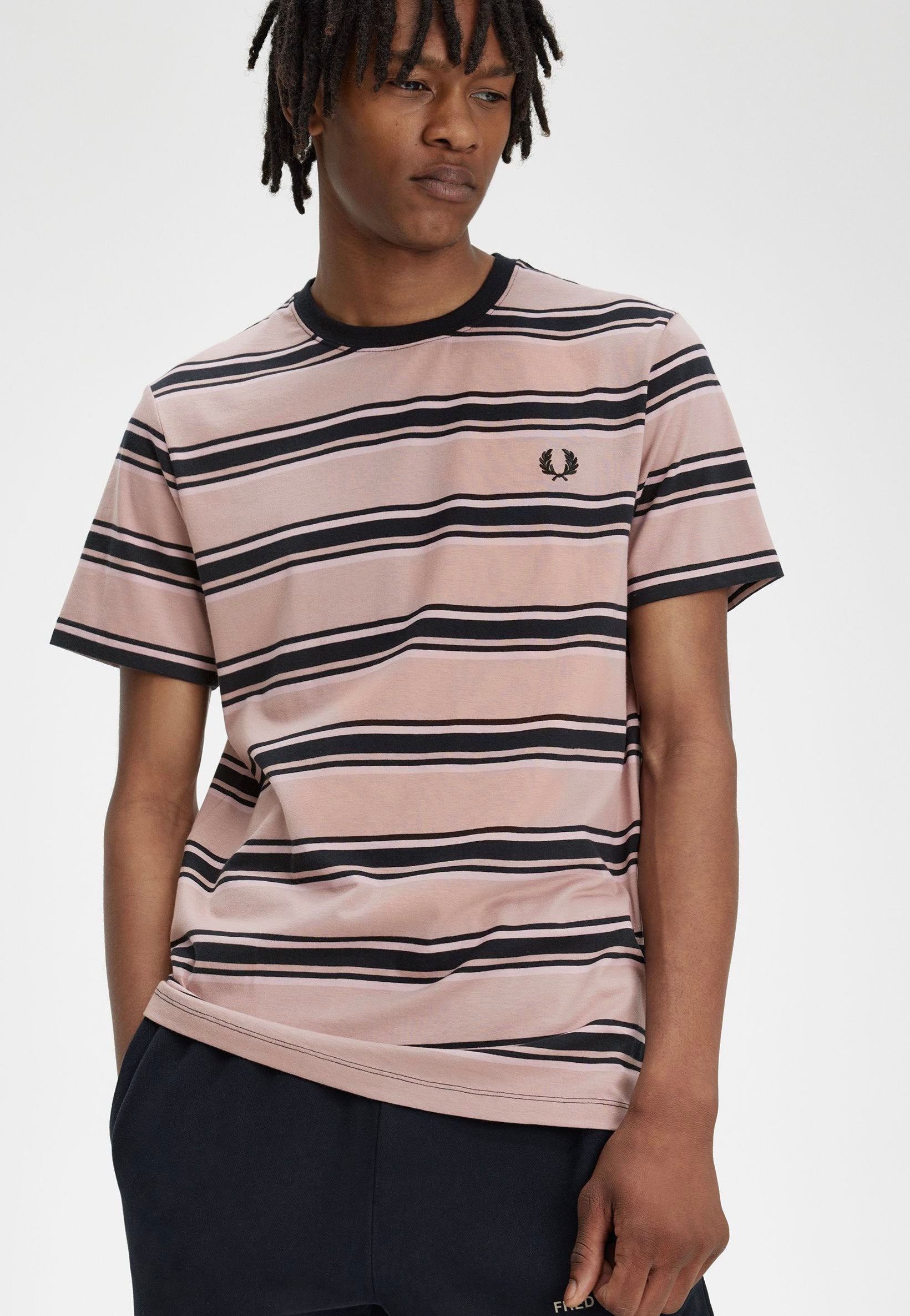 Fred Perry - Stripe Dark Pink/Dusty Rose/Black - T-Shirt | Men-Image