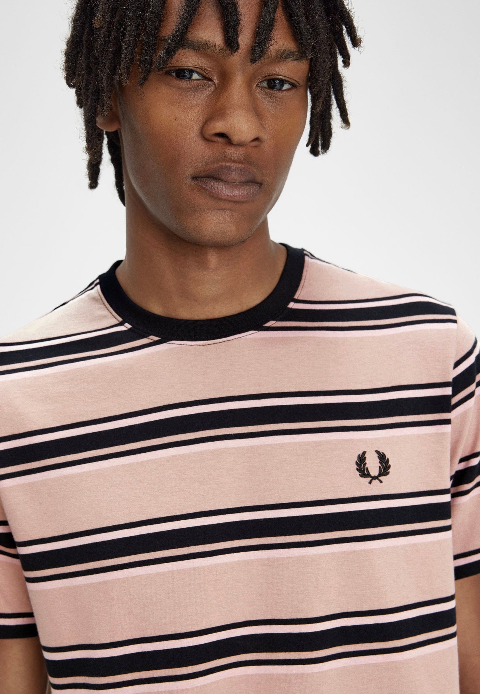 Fred Perry - Stripe Dark Pink/Dusty Rose/Black - T-Shirt | Men-Image