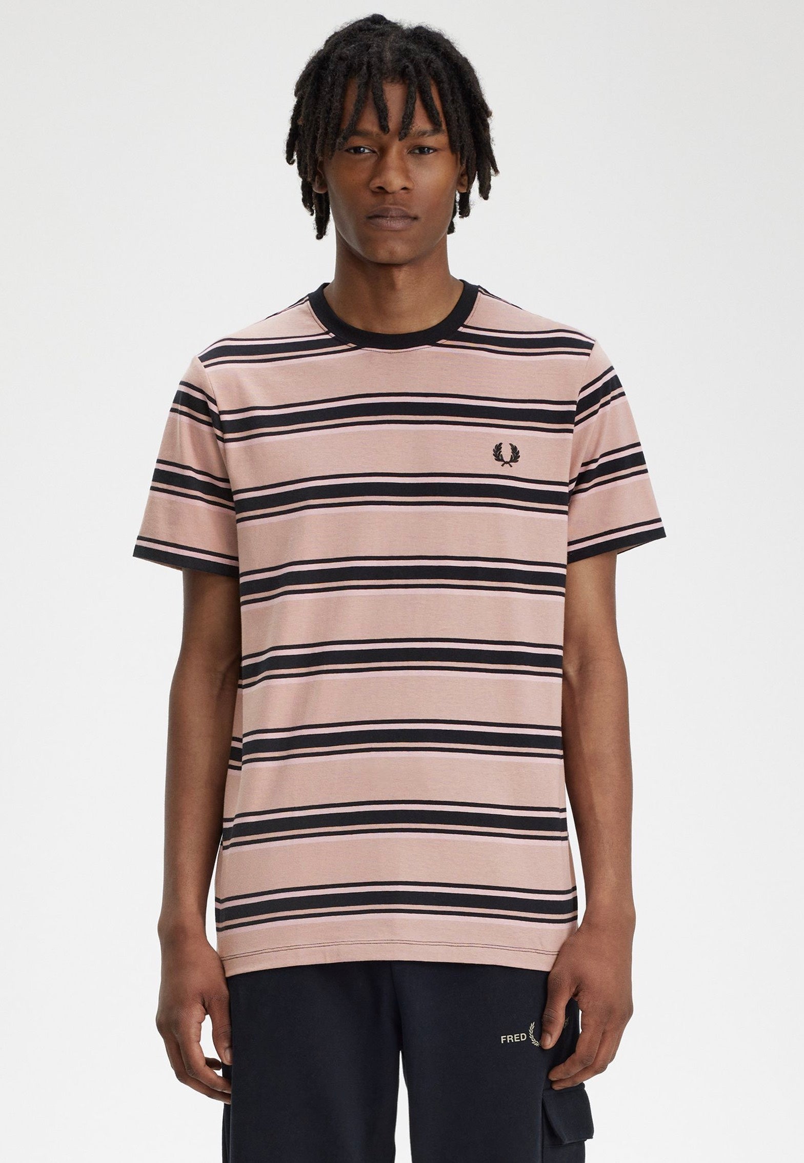 Fred Perry - Stripe Dark Pink/Dusty Rose/Black - T-Shirt | Men-Image