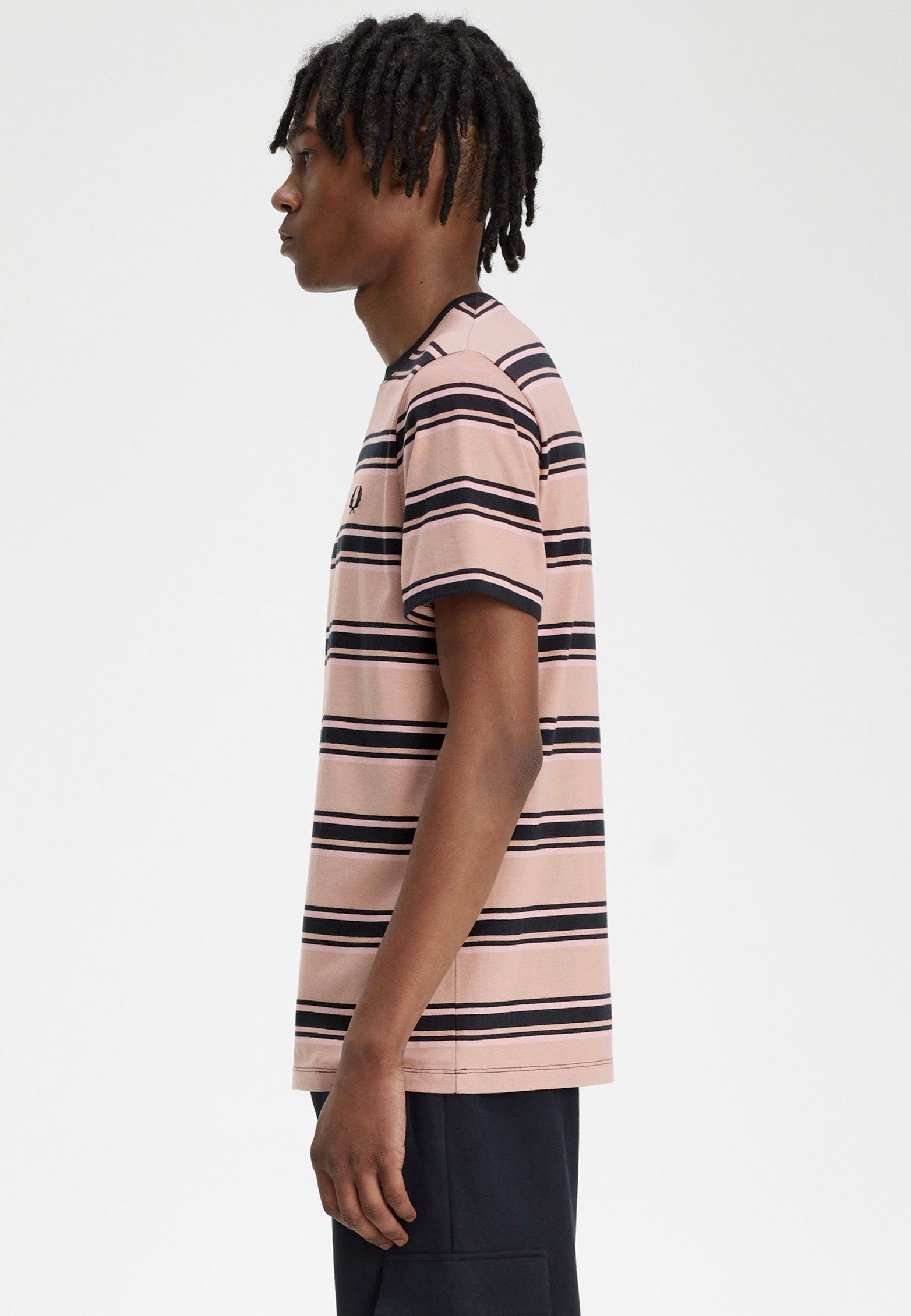 Fred Perry - Stripe Dark Pink/Dusty Rose/Black - T-Shirt | Men-Image