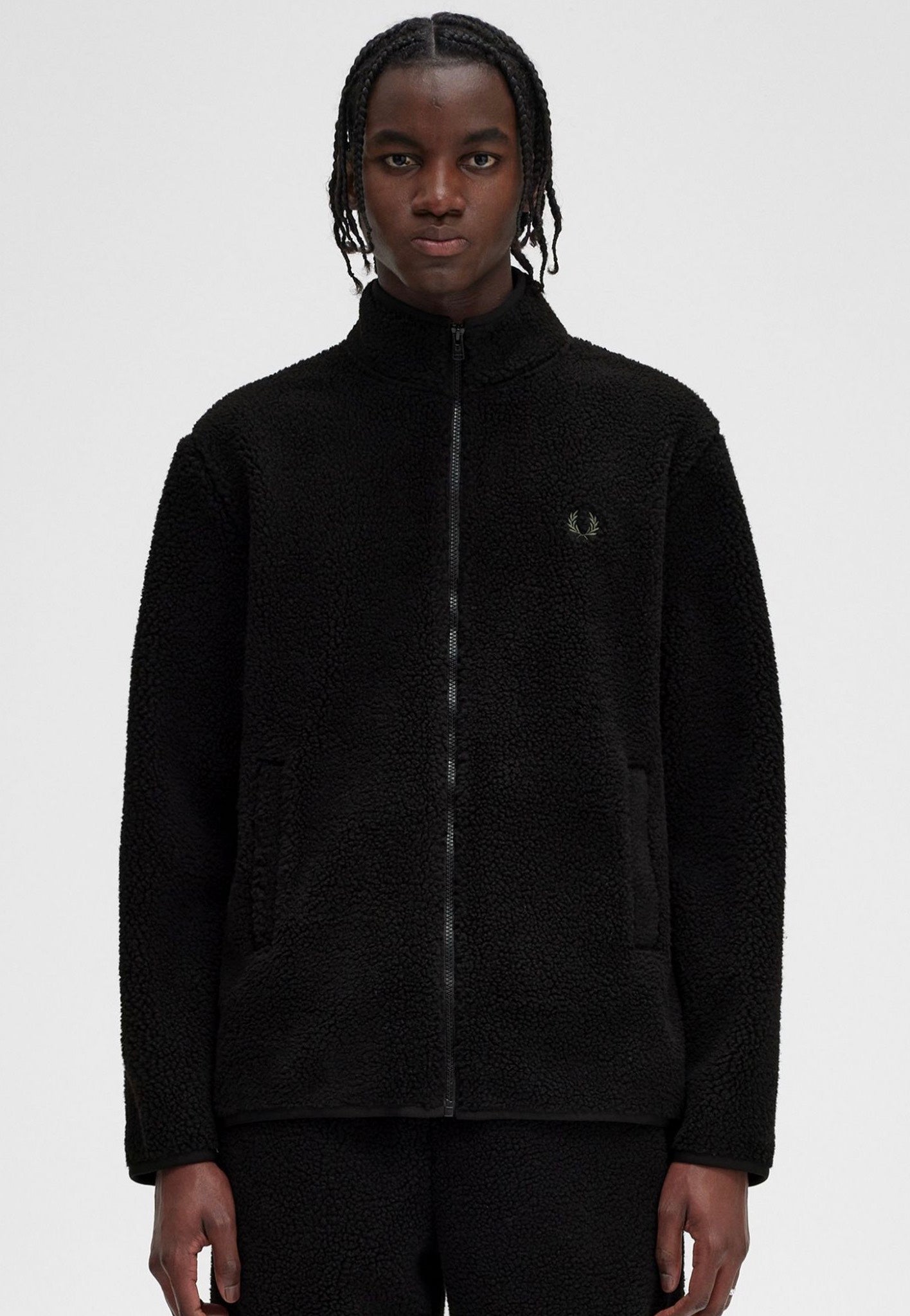 Fred Perry - Zip Through Borg Black - Jacket | Men-Image