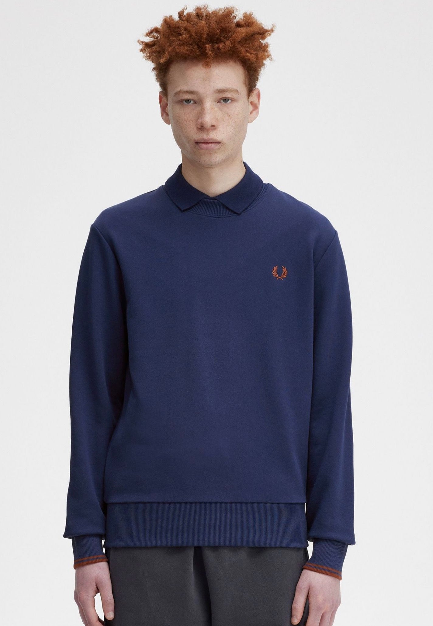 Fred Perry - Crew Neck French Navy/Whisk - Sweater | Men-Image