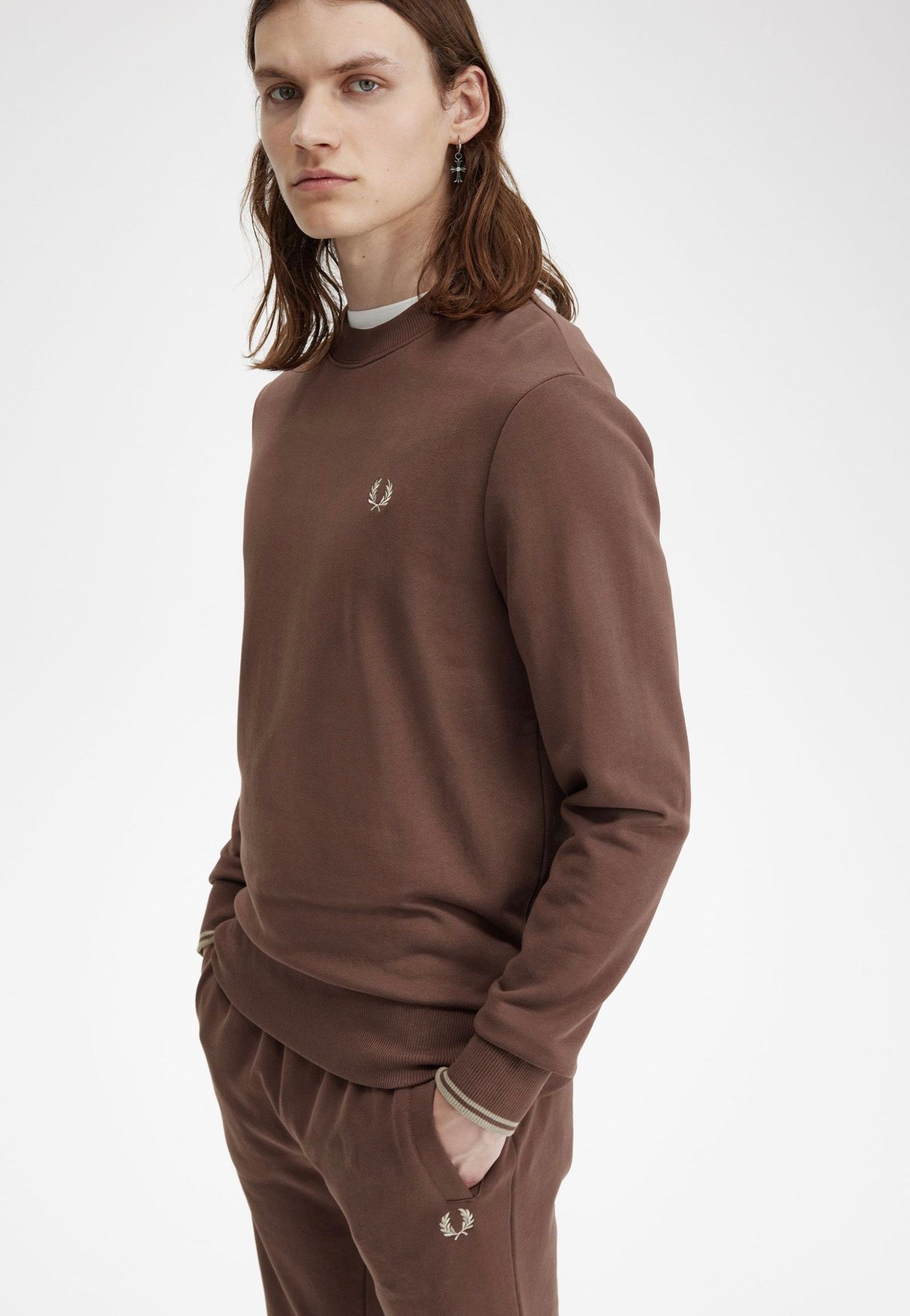 Fred Perry - Crew Neck Road Brick/Warm Grey - Sweater | Men-Image