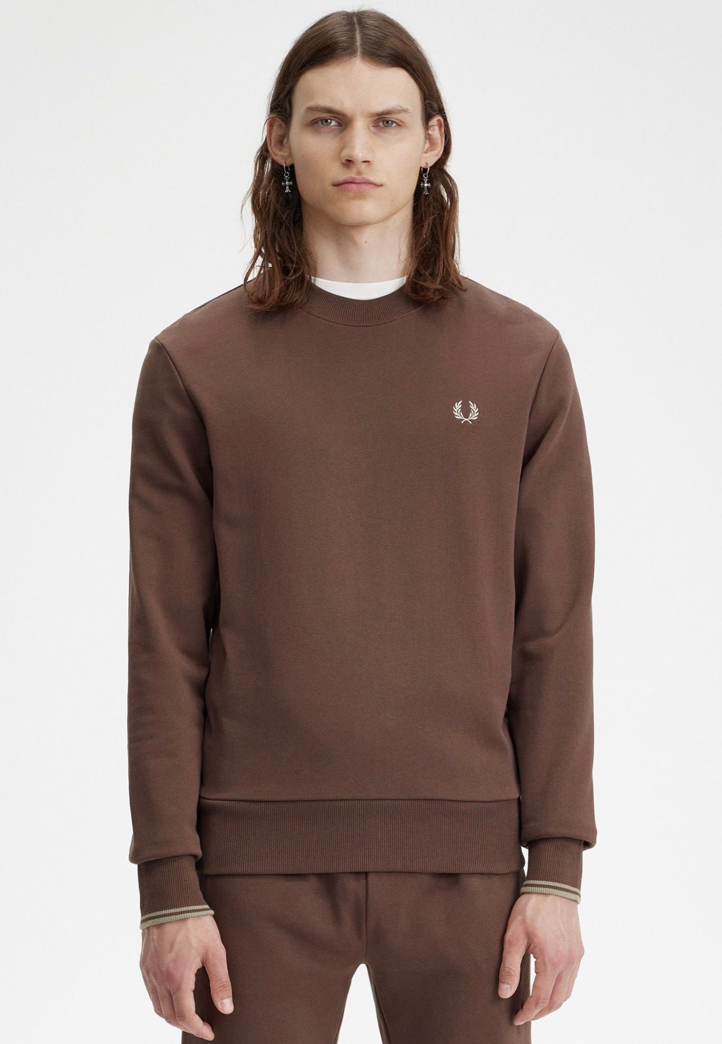 Fred Perry - Crew Neck Road Brick/Warm Grey - Sweater | Men-Image