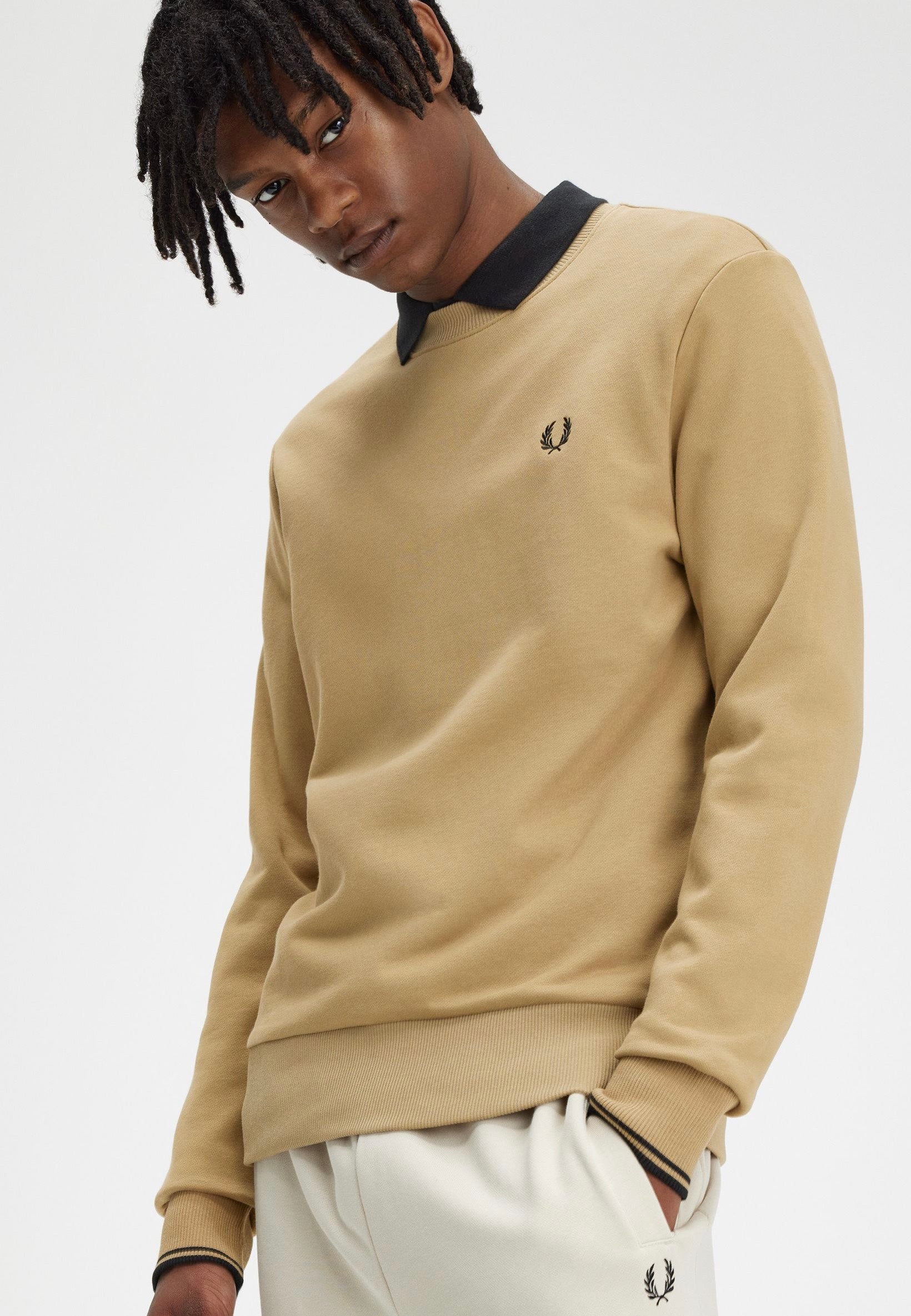 Fred Perry - Crew Neck Warm Stone/Black - Sweater | Men-Image