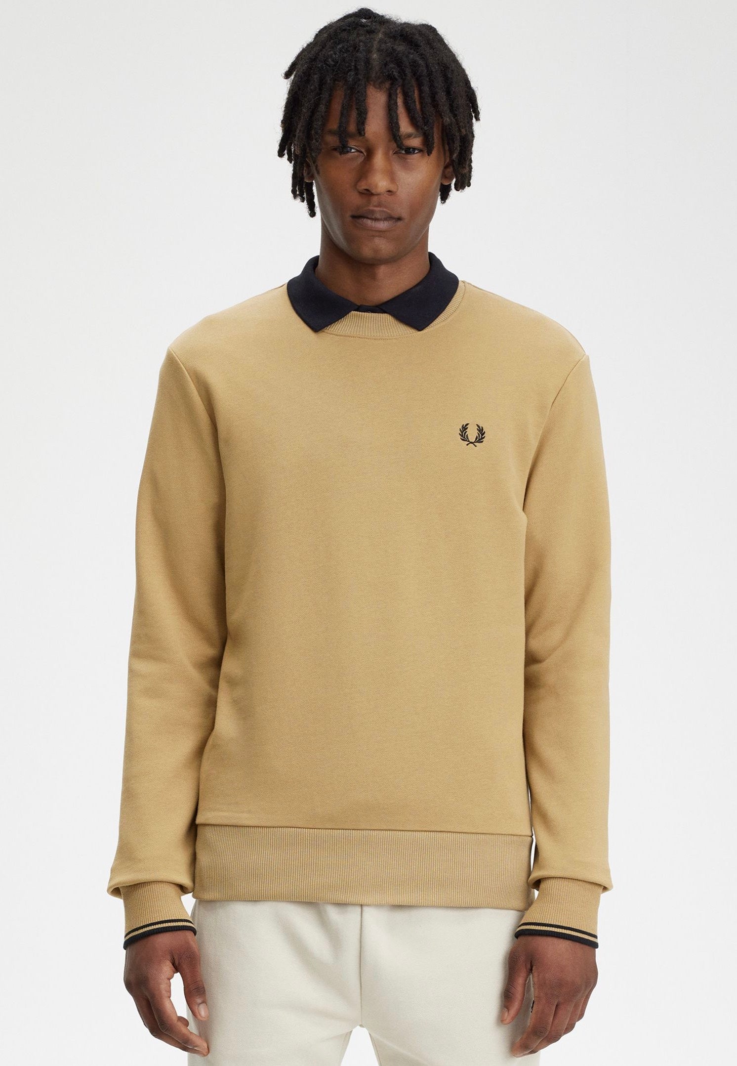 Fred Perry - Crew Neck Warm Stone/Black - Sweater | Men-Image