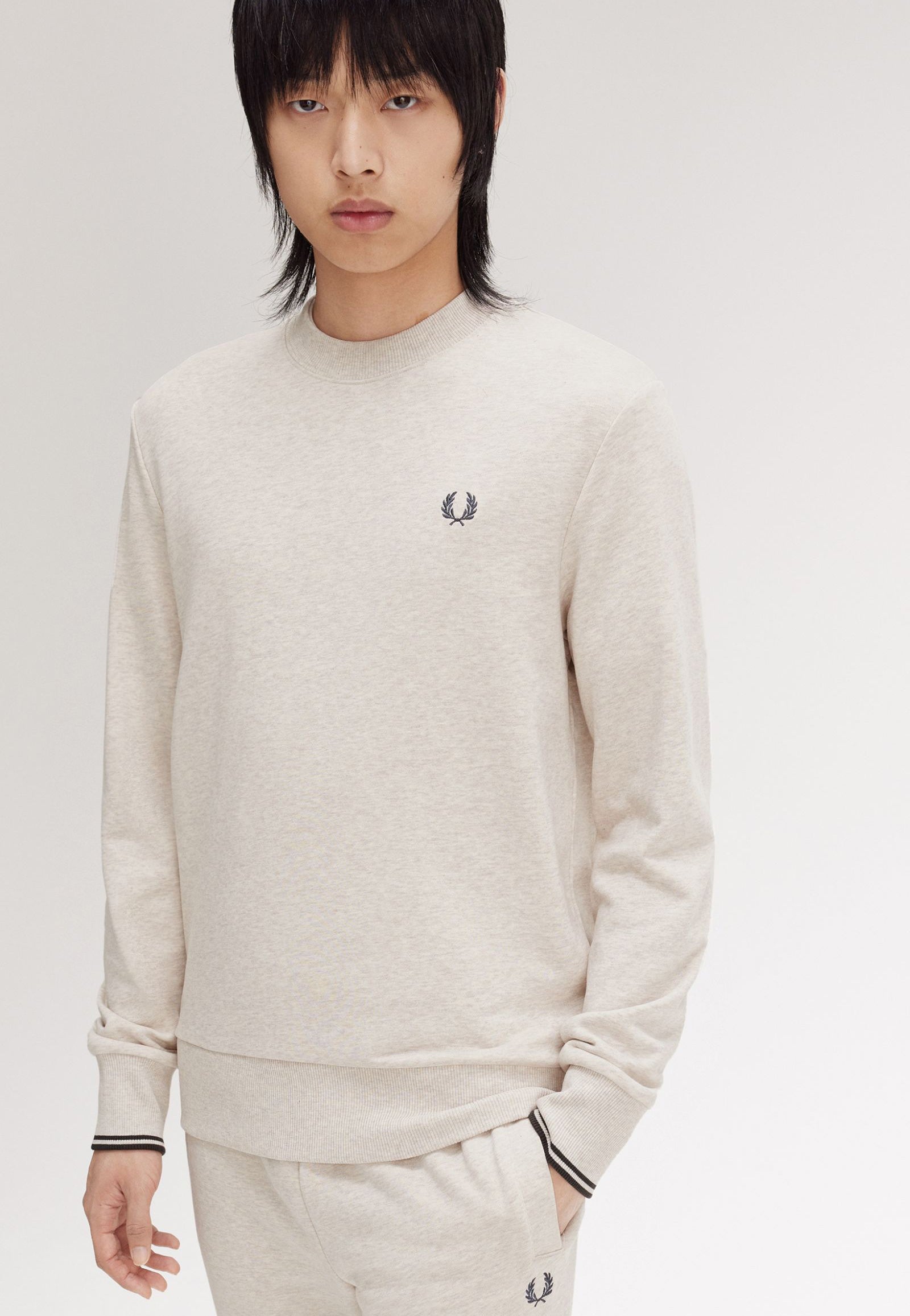 Fred Perry - Crew Neck Porridge Marl/Anchor Grey - Sweater | Men-Image