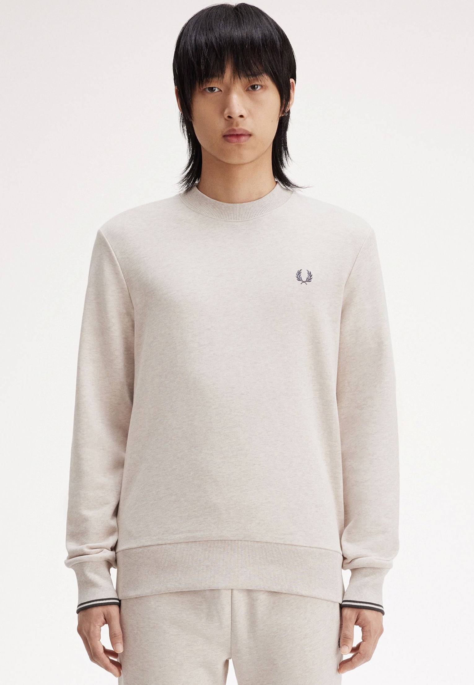 Fred Perry - Crew Neck Porridge Marl/Anchor Grey - Sweater | Men-Image