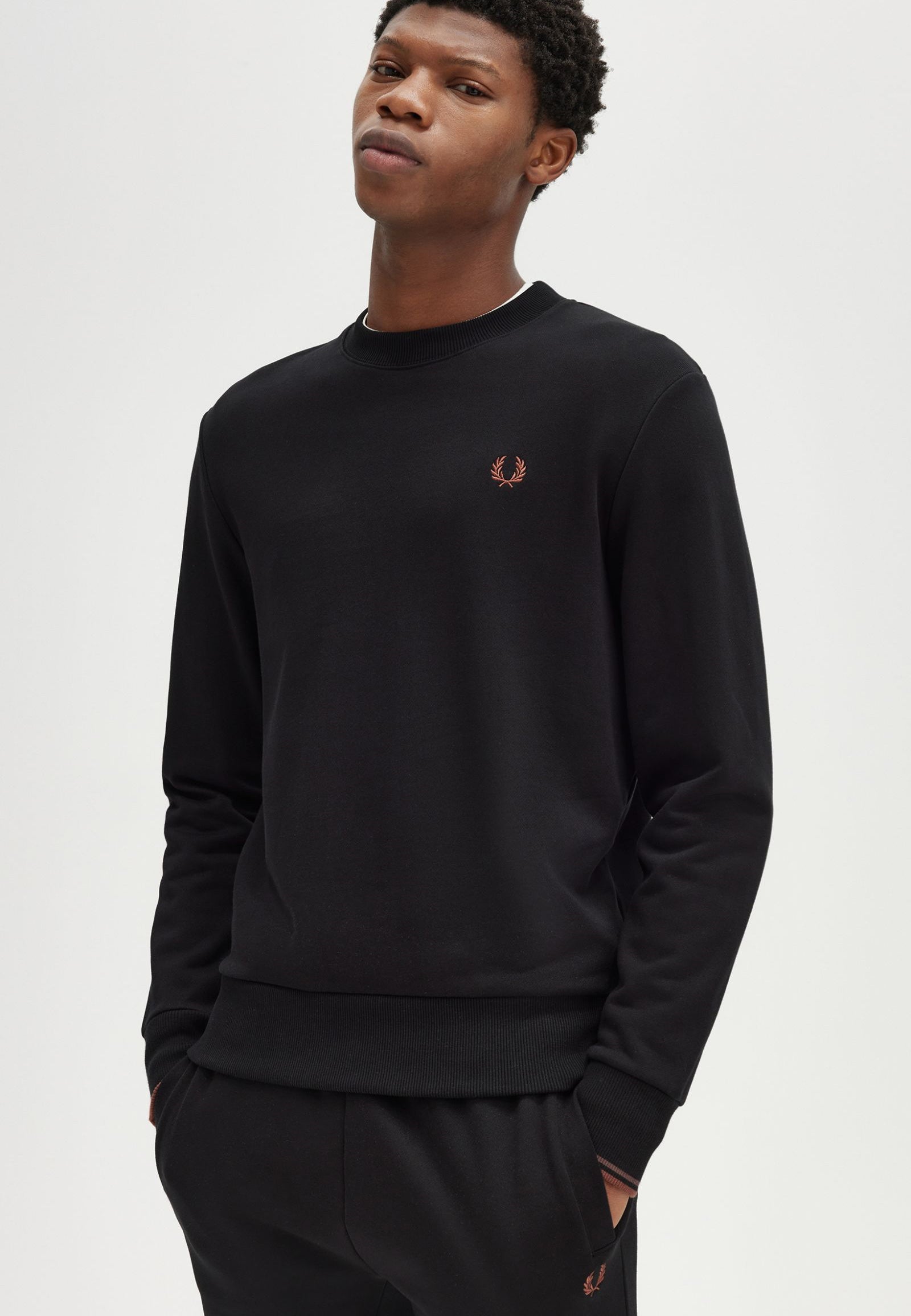 Fred Perry - Crew Neck Black/Whisky Brown - Sweater | Men-Image