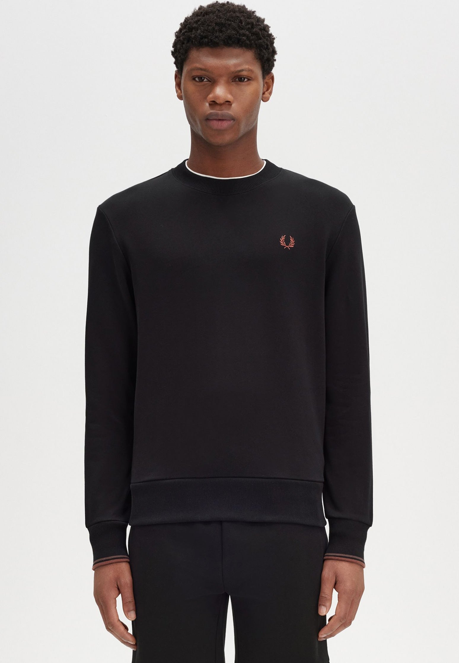 Fred Perry - Crew Neck Black/Whisky Brown - Sweater | Men-Image