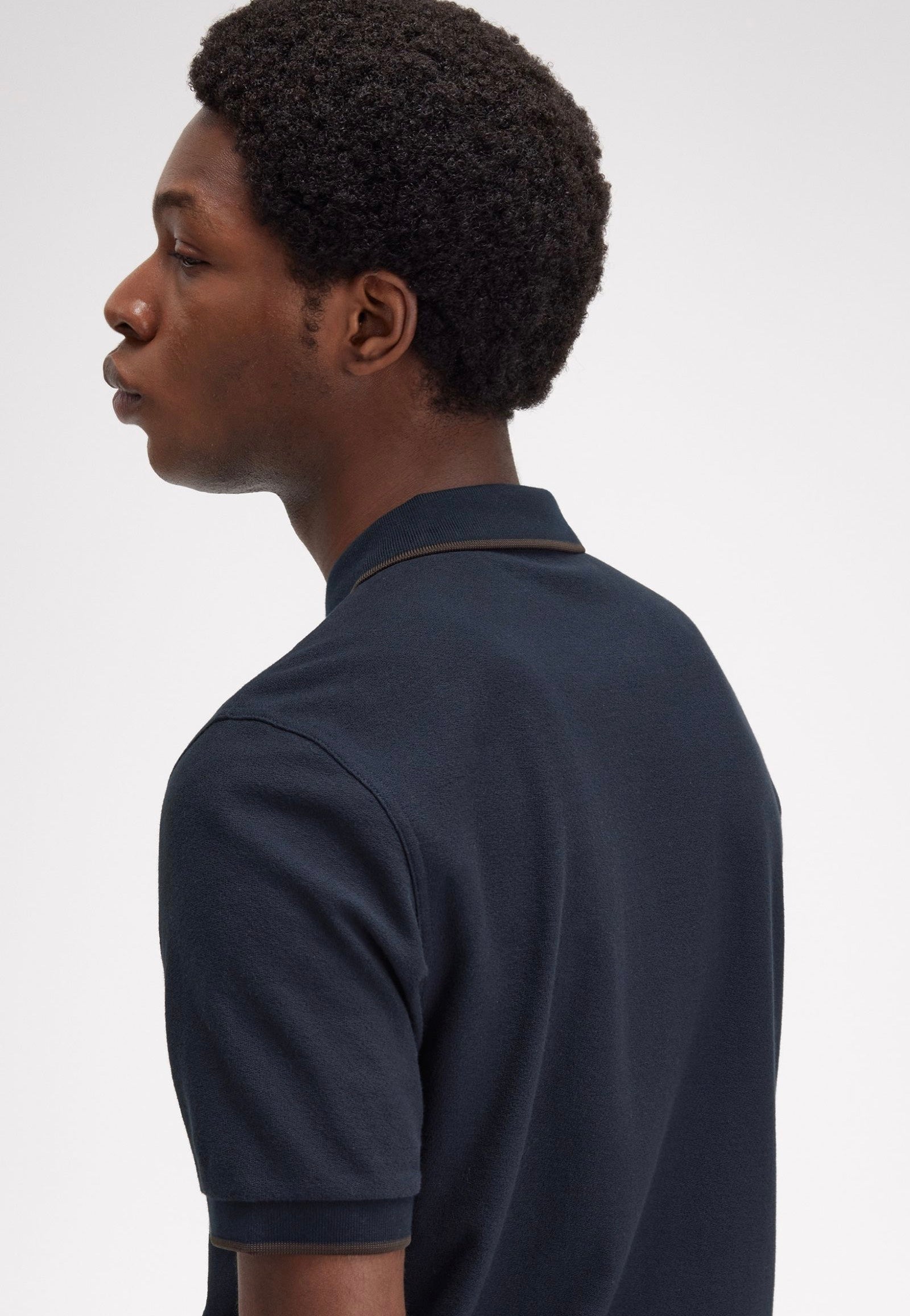 Fred Perry - Crepe Pique Zip Neck Navy - Polo | Men-Image