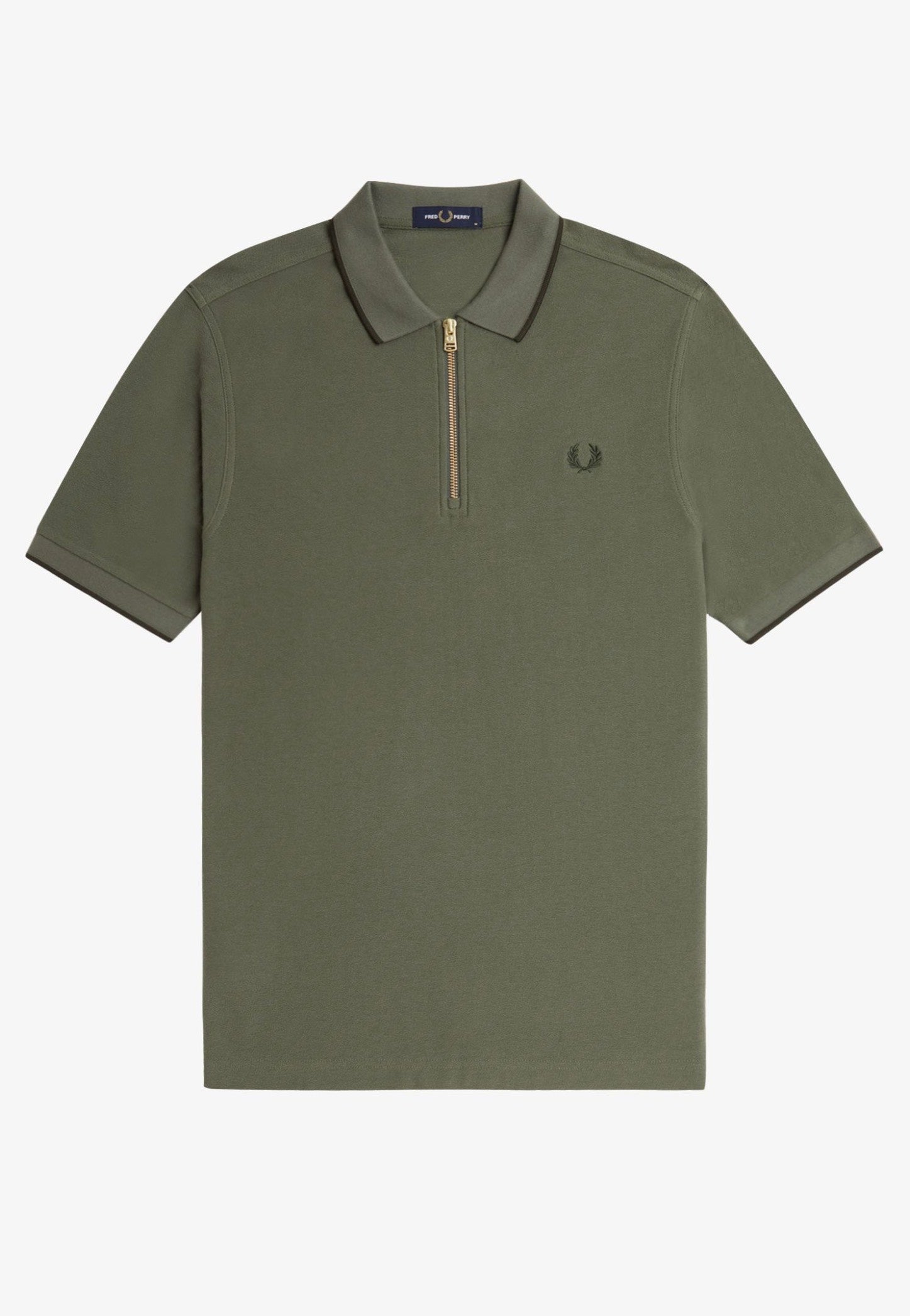 Fred Perry - Crepe Pique Zip Neck Laurel Wreath Green - Polo | Men-Image