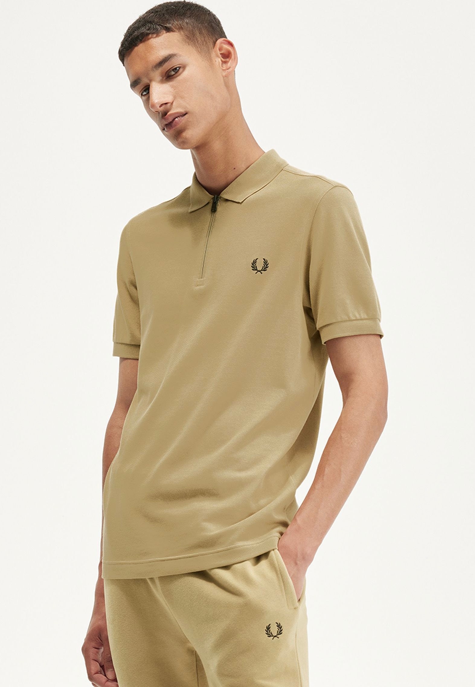 Fred Perry - Sport 1 Zip Neck Warm Stone - Polo | Men-Image