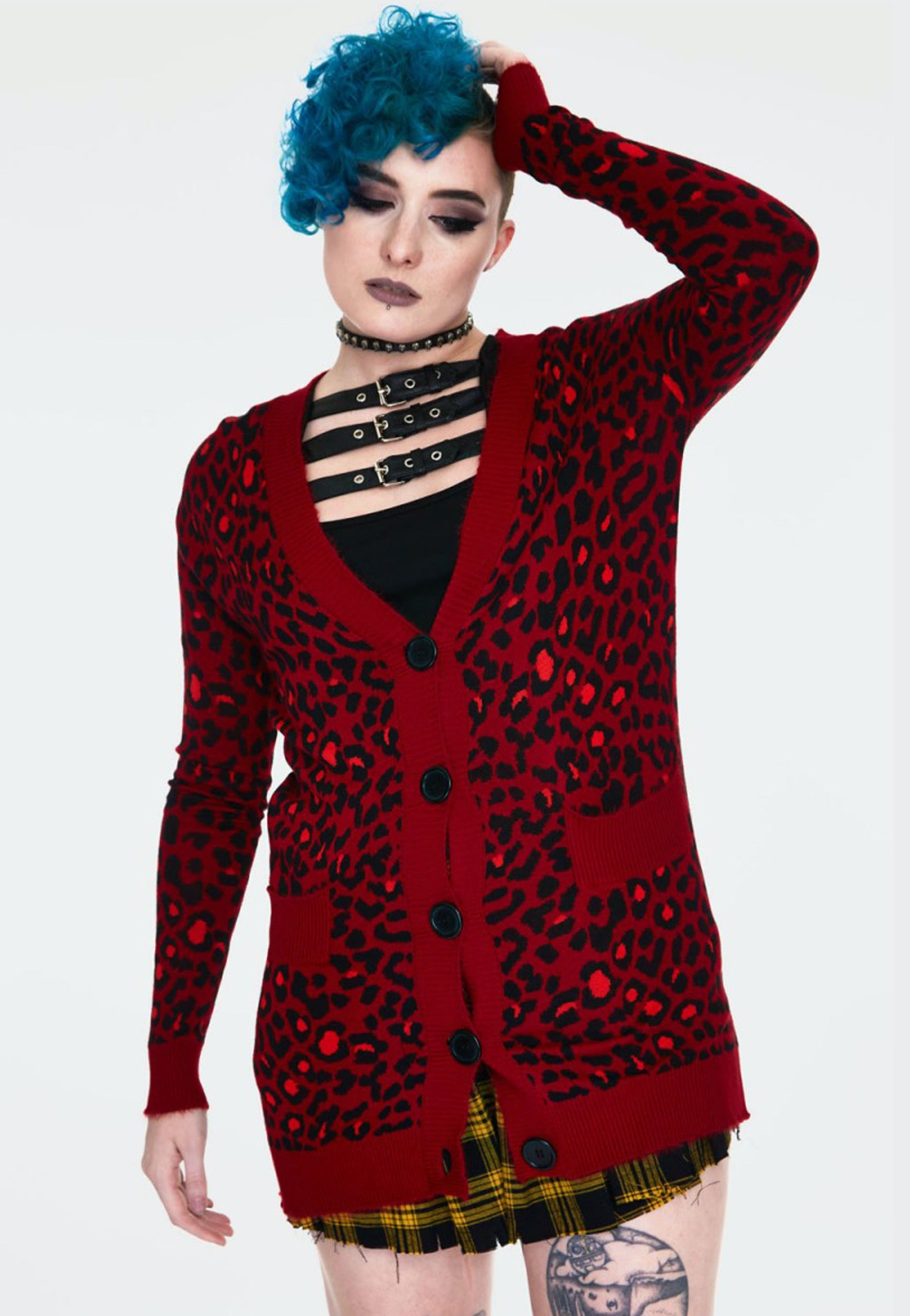 Jawbreaker - Maneater Red Leopard Print Oversized Red - Cardigan | Women-Image