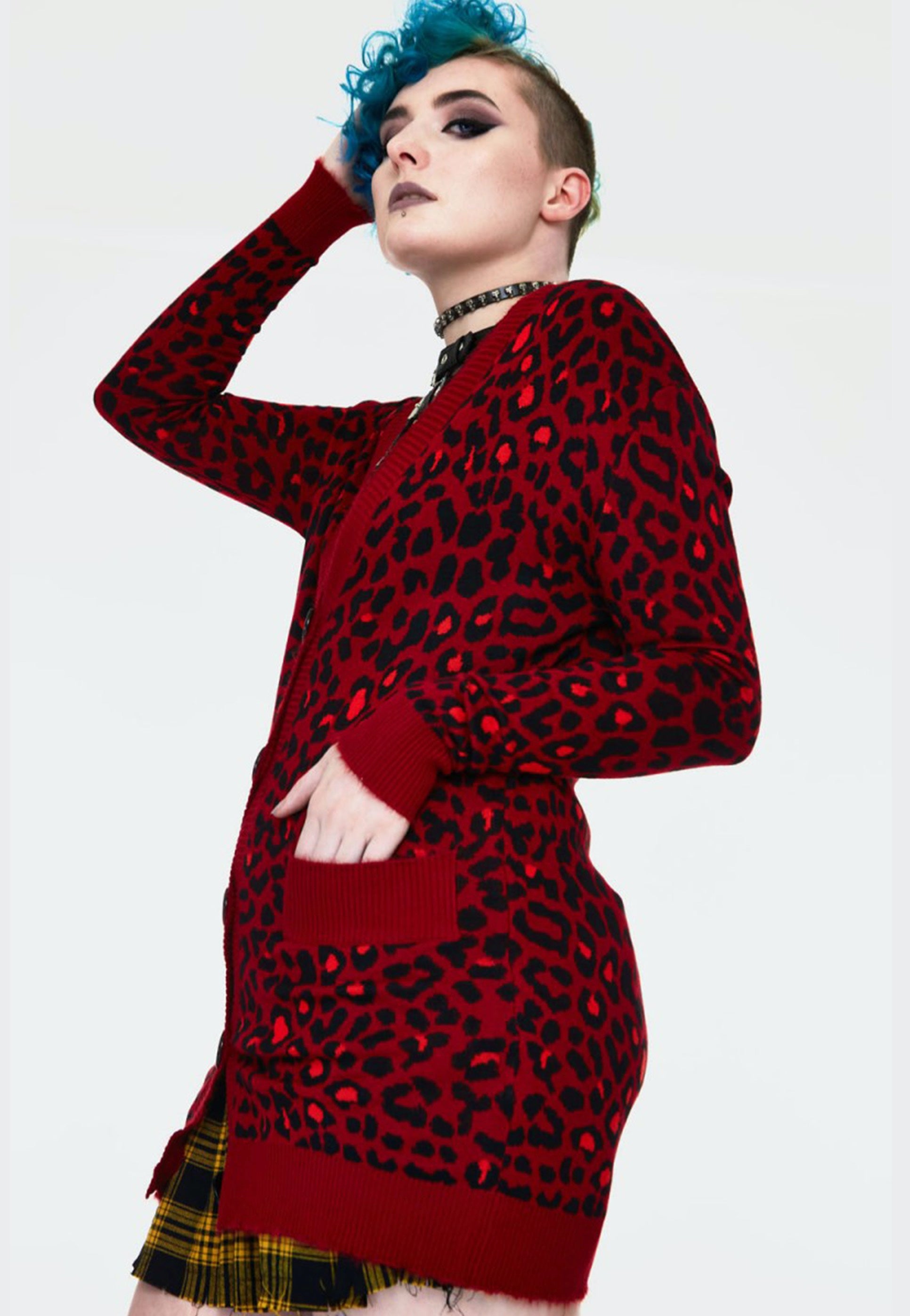 Jawbreaker - Maneater Red Leopard Print Oversized Red - Cardigan | Women-Image