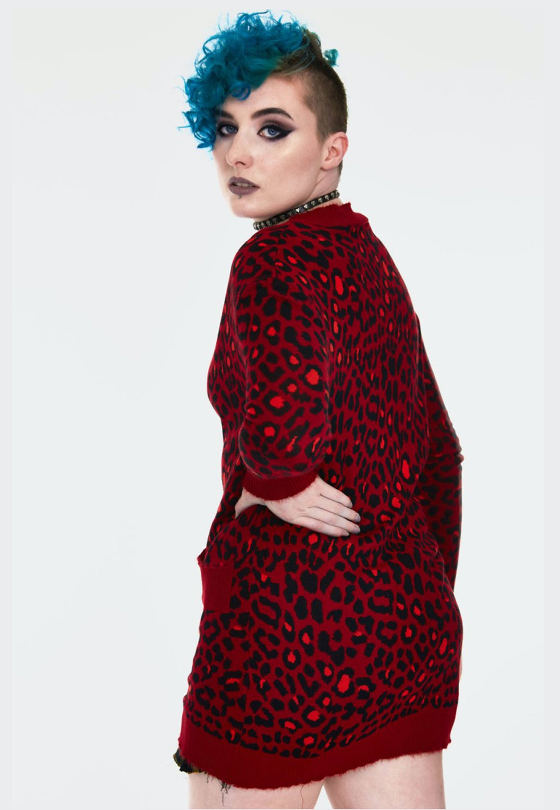 Jawbreaker - Maneater Red Leopard Print Oversized Red - Cardigan | Women-Image