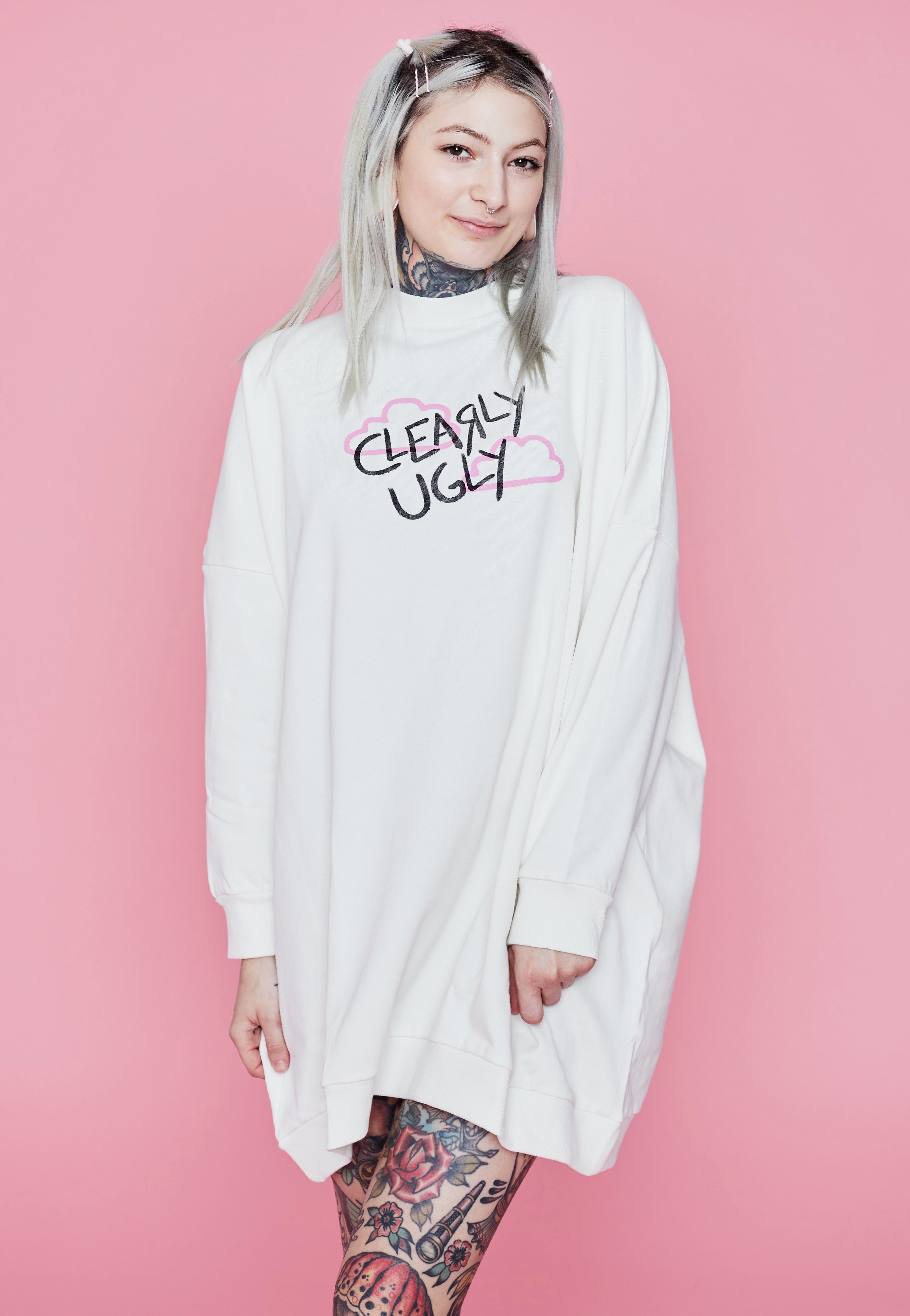 Clearly Ugly - Up In The Clouds Sweater Beige - Dress | Women-Image