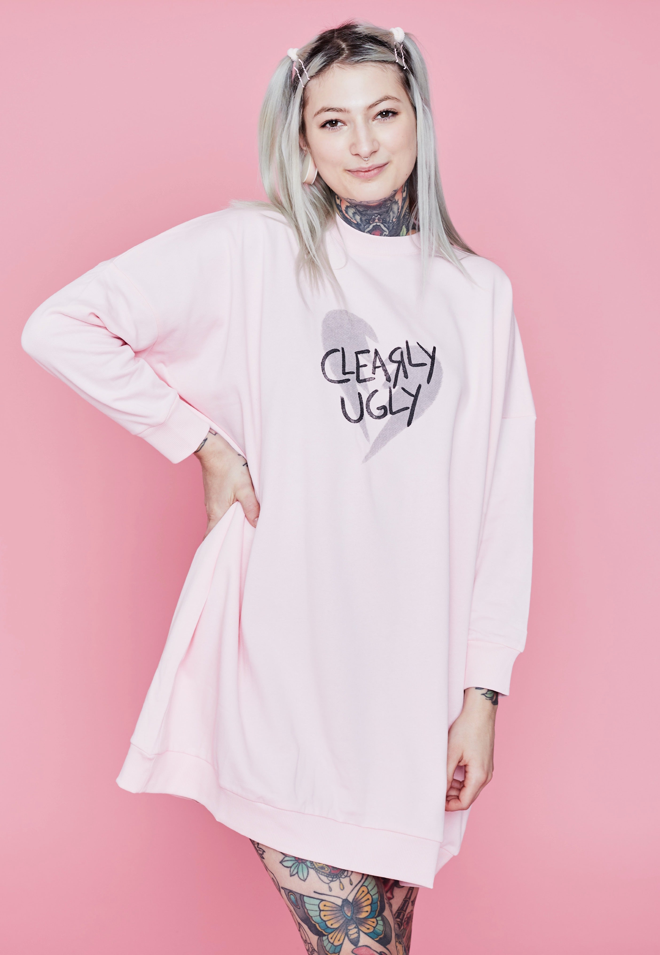 Clearly Ugly - Broken, But Still Cute Sweater Pastellrosa - Dress | Women-Image